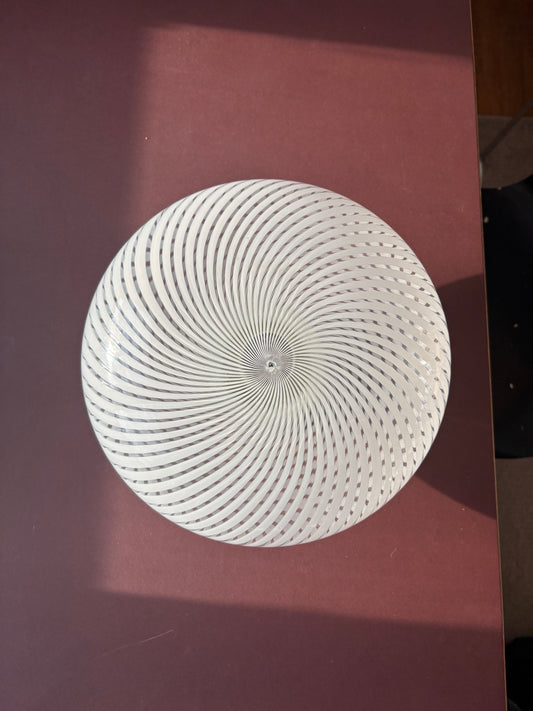 Vintage Murano plafond med hvidt transperant swirl 30 cm