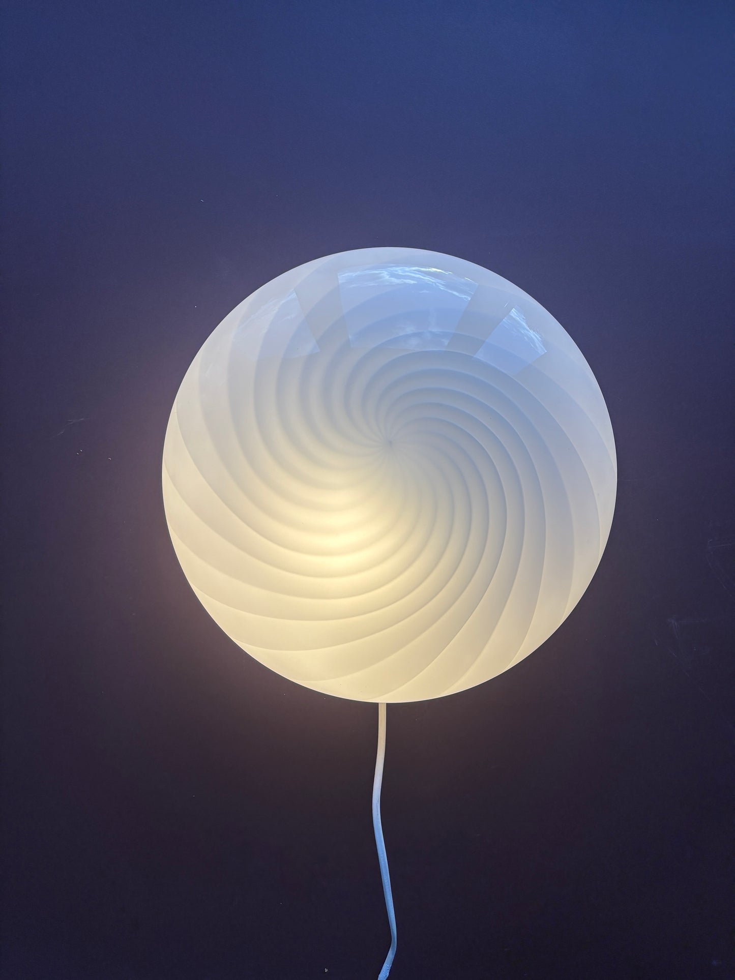 Vintage Murano plafond med hvidt swirl 30 cm