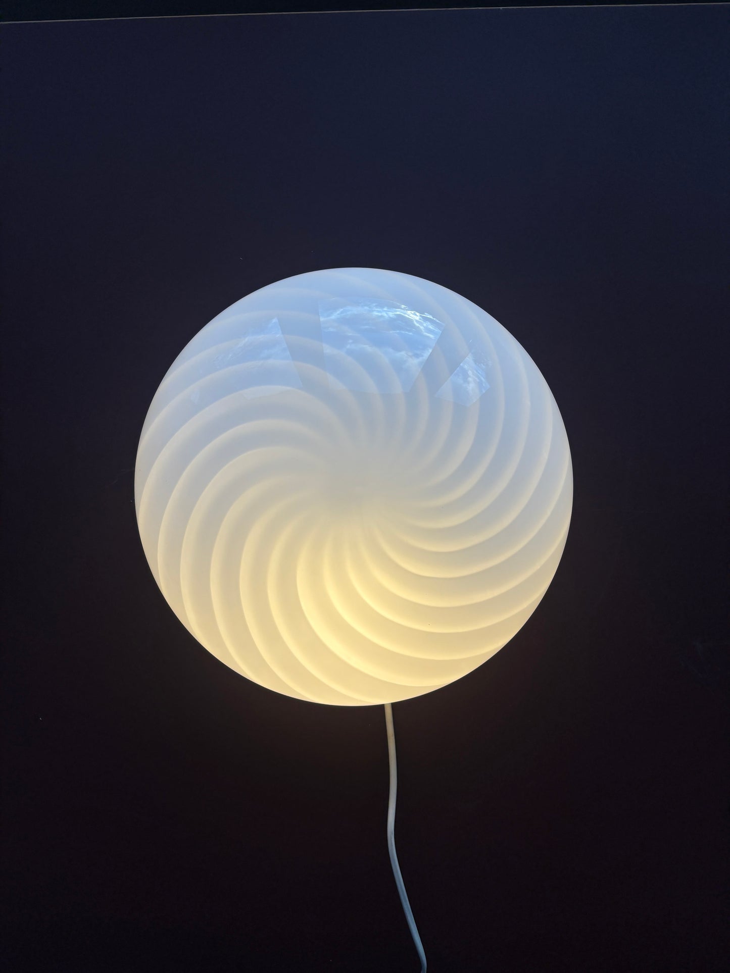 Vintage Murano plafond med hvidt swirl 30 cm