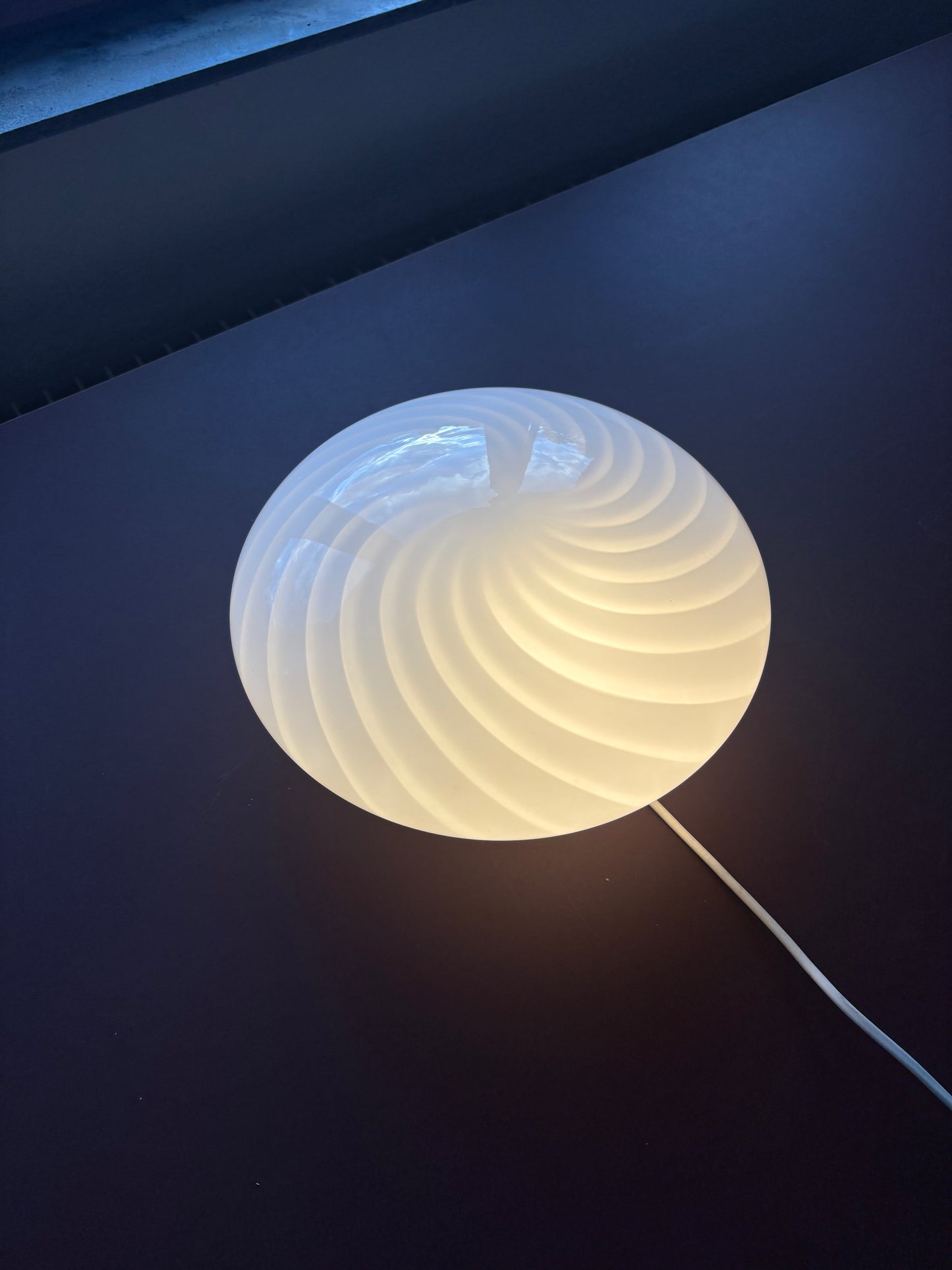 Vintage Murano plafond med hvidt swirl 30 cm