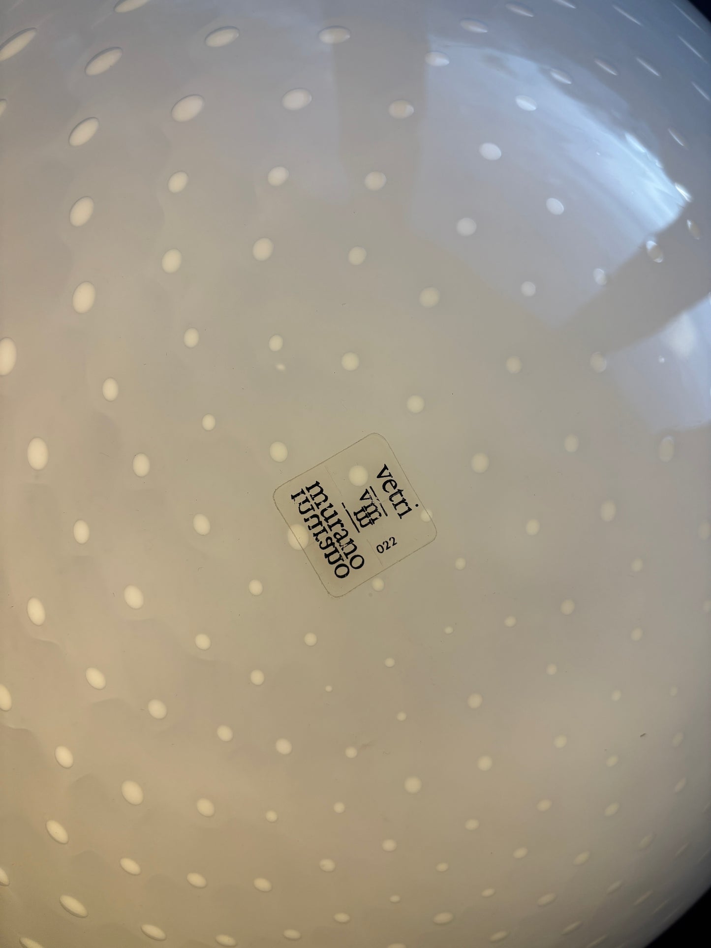 Vintage Murano Effetre plafond i hvid bullicante 40 cm