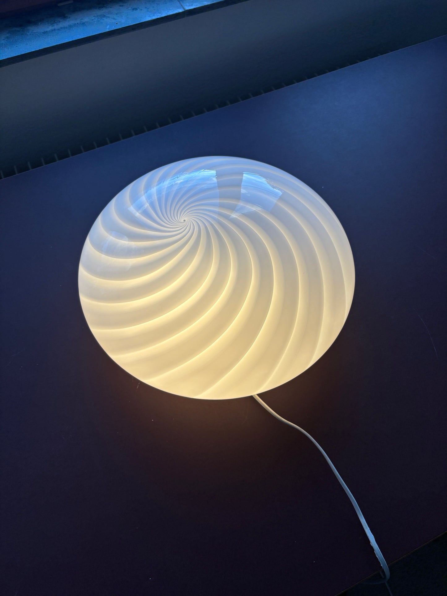 Vintage Murano plafond med hvidt swirl 38 cm