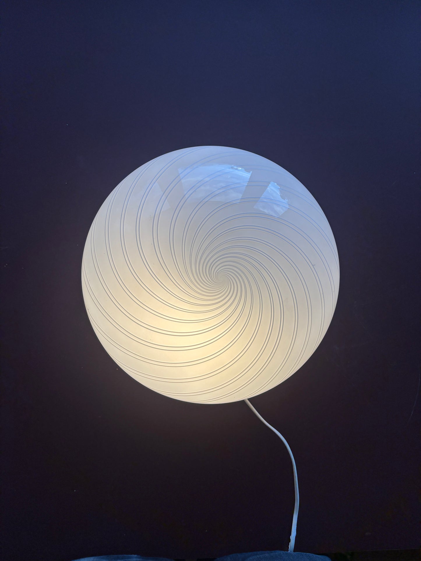 Vintage Murano plafond cremehvid med hvidt dobbeltswirl 30 cm