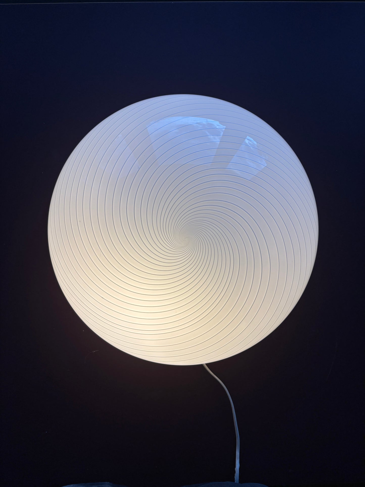 Vintage Murano plafond cremehvid med hvidt swirl 40 cm