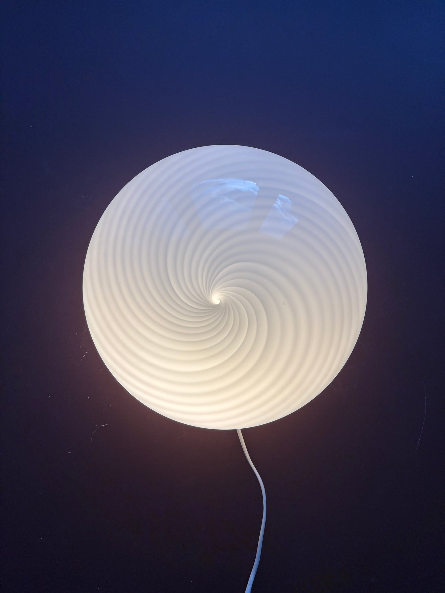 Vintage Murano plafond med hvidt swirl 30 cm