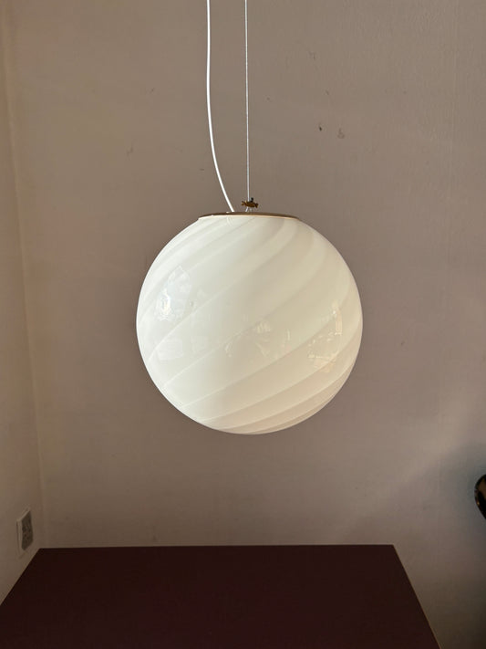 Vintage Murano pendel i hvidt swirl 25 cm