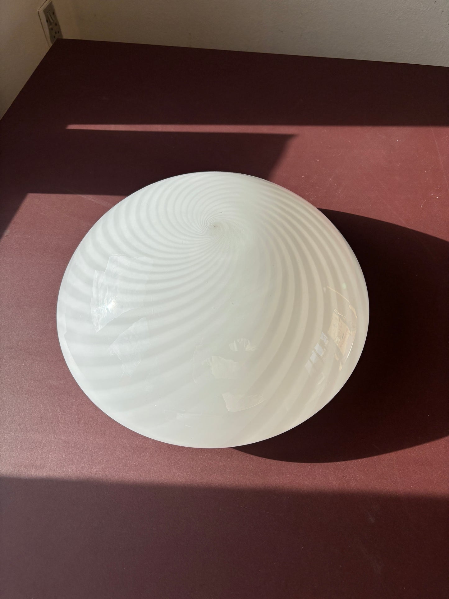 Vintage Murano plafond med hvidt swirl 35 cm