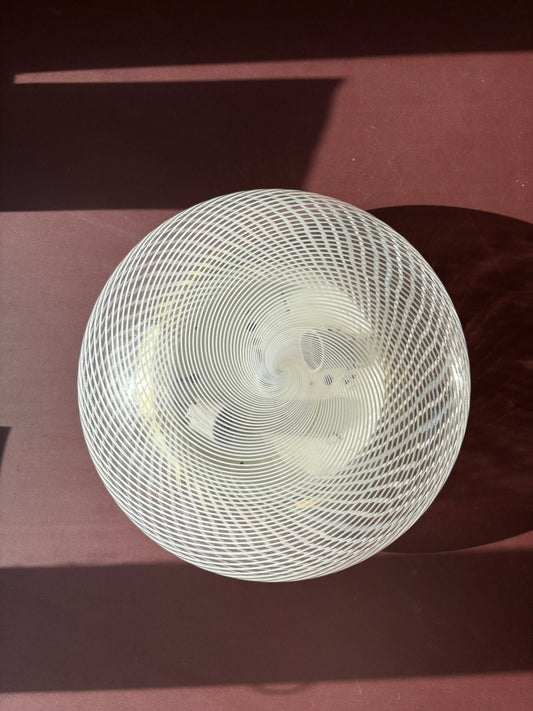 Vintage Murano plafond med hvidt transperant swirl 40 cm