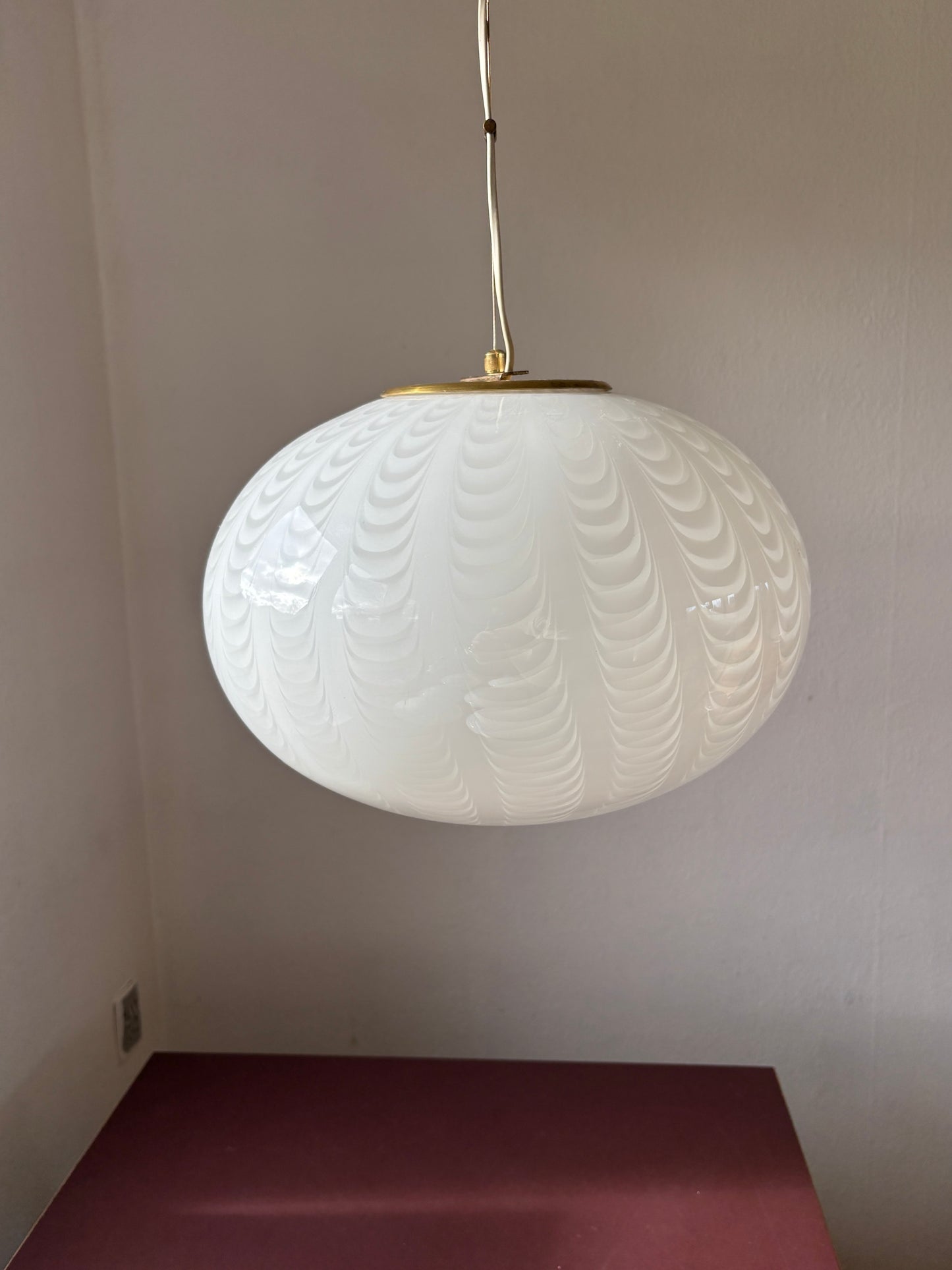 Vintage Murano pendel med peacock mønster 38 cm