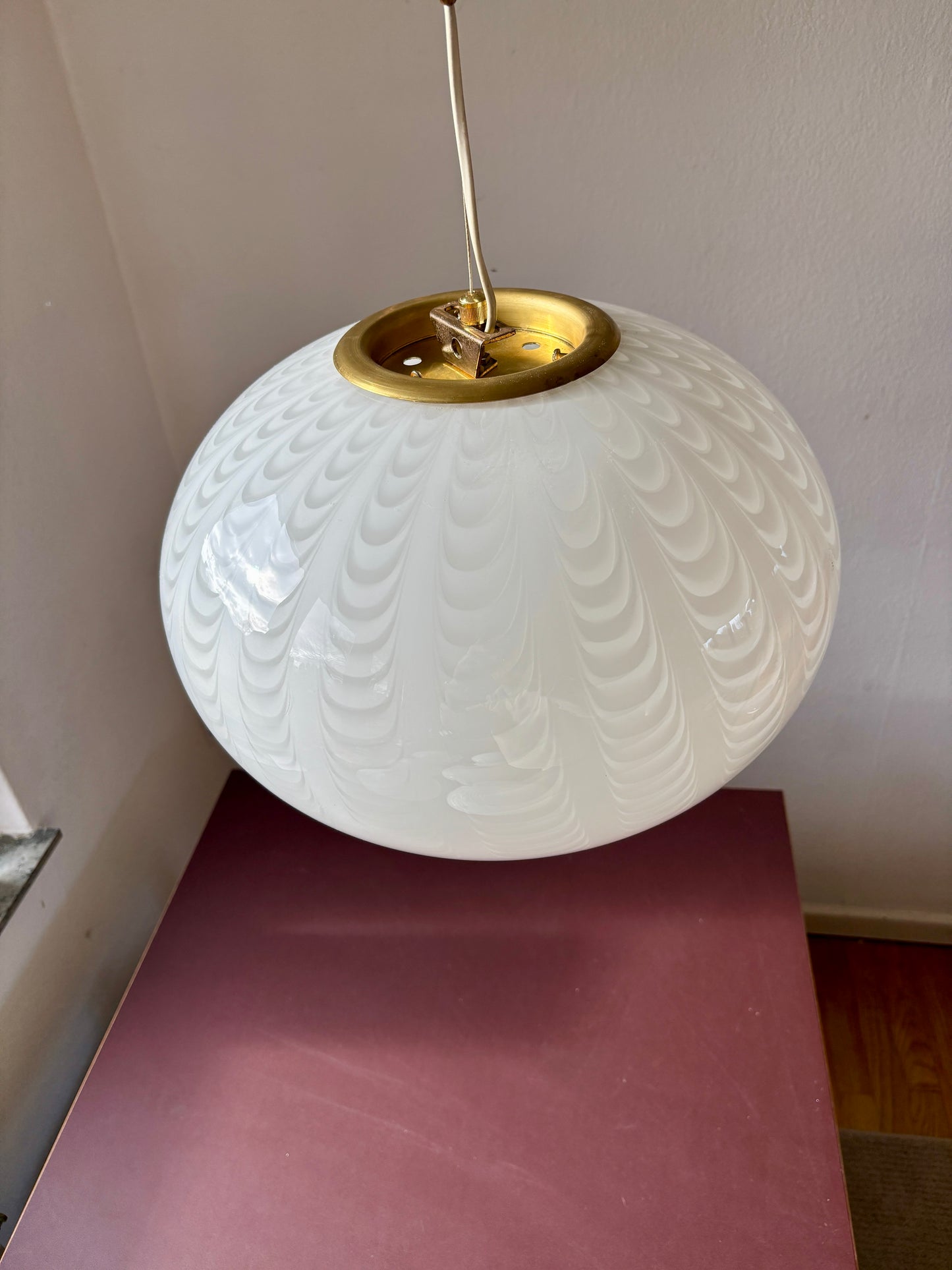 Vintage Murano pendel med peacock mønster 38 cm