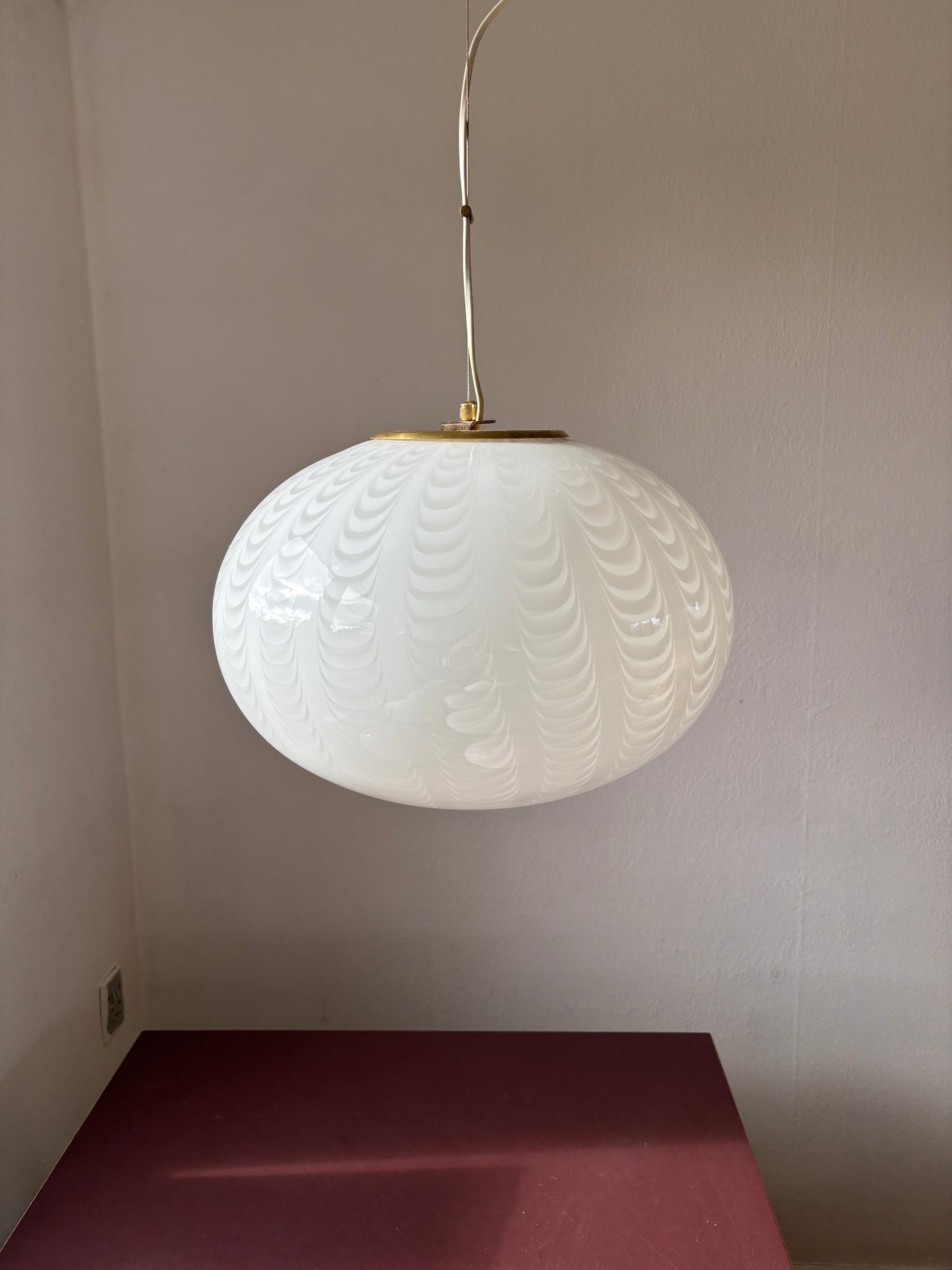 Vintage Murano pendel med peacock mønster 38 cm