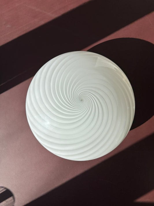 Vintage Murano plafond med hvidt swirl 36 cm