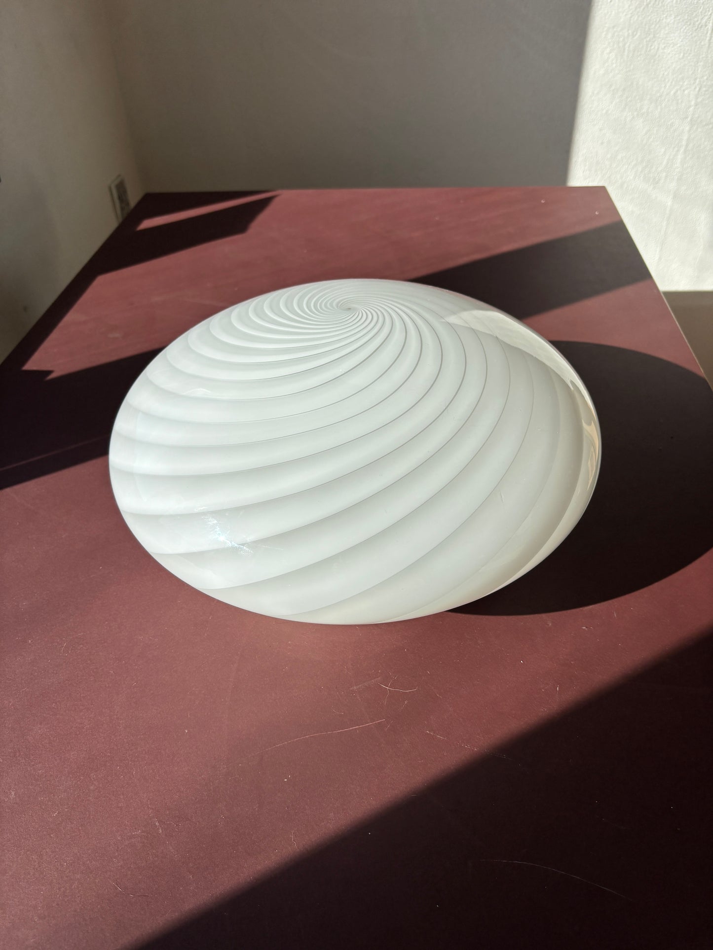 Vintage Murano plafond med hvidt swirl 36 cm