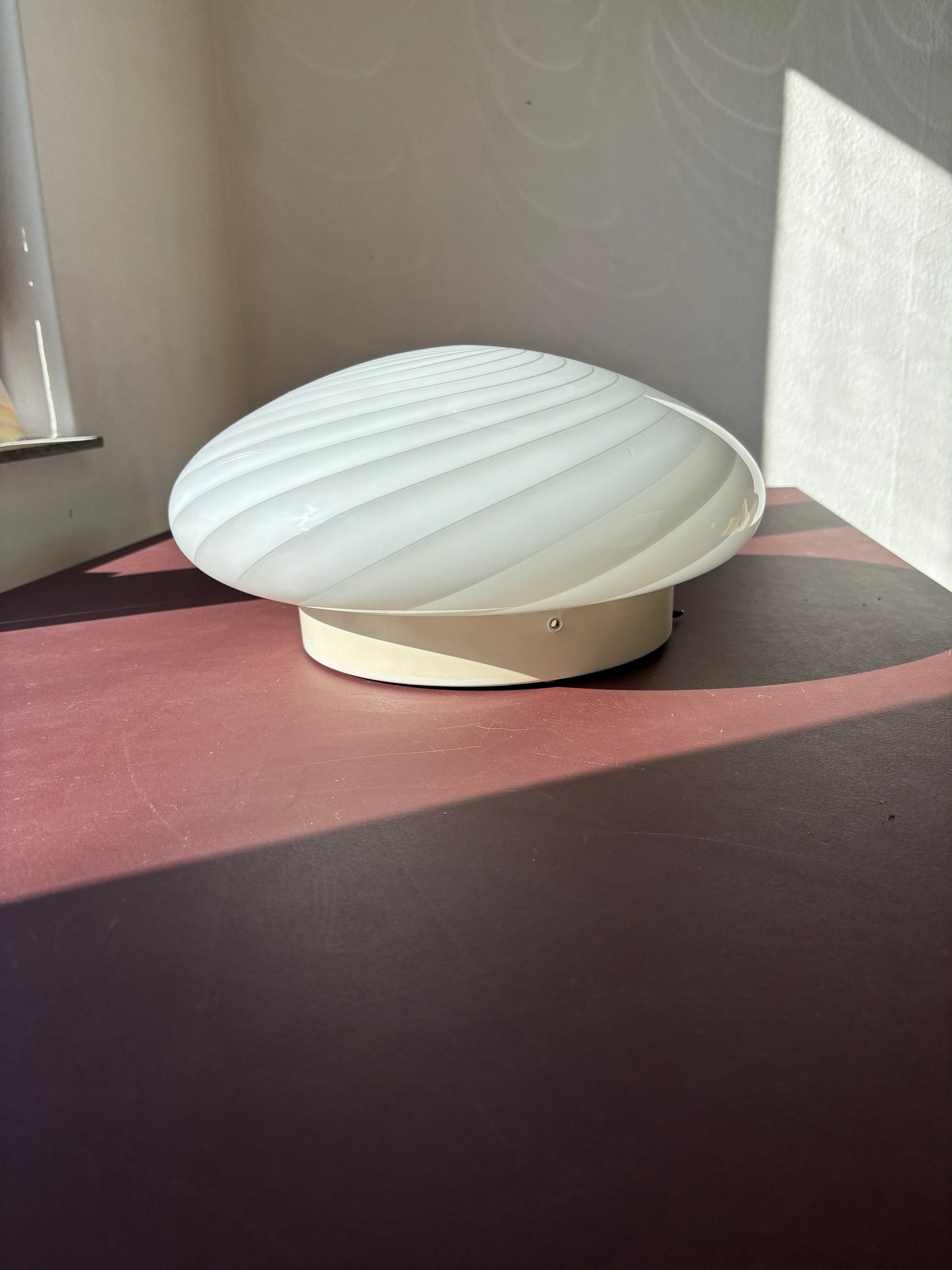 Vintage Murano plafond med hvidt swirl 36 cm