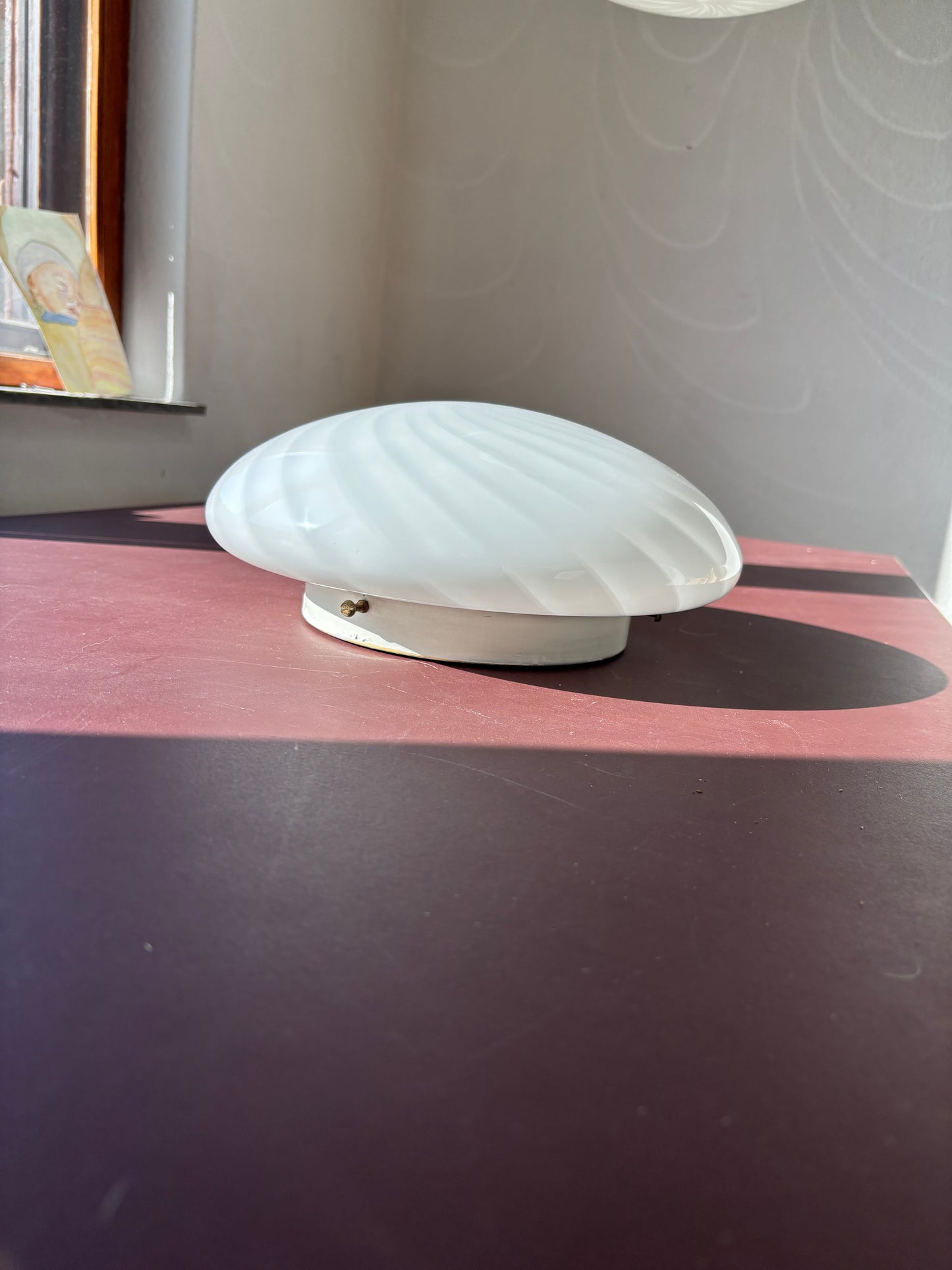 Vintage Murano plafond med hvidt swirl 30 cm