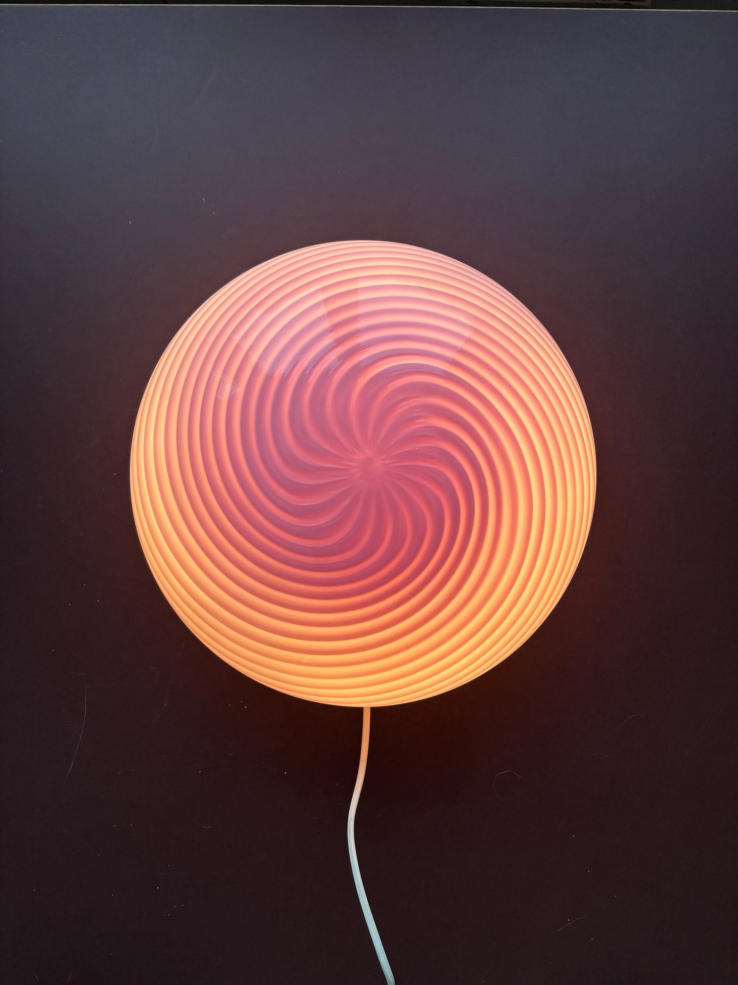 Vintage Murano "Effetre" plafond i pink bubblegum swirl 30 cm