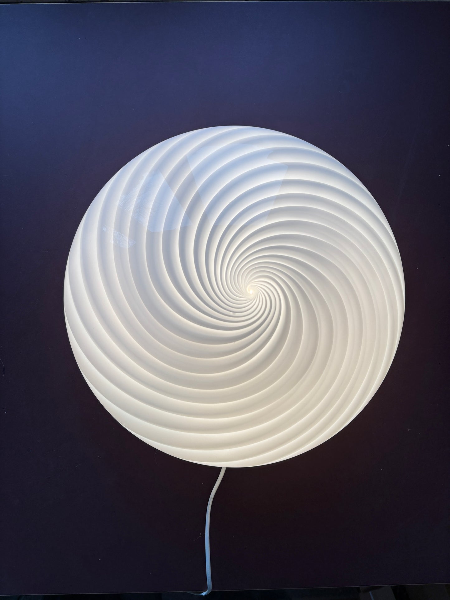 Vintage Murano plafond med hvidt swirl 36 cm
