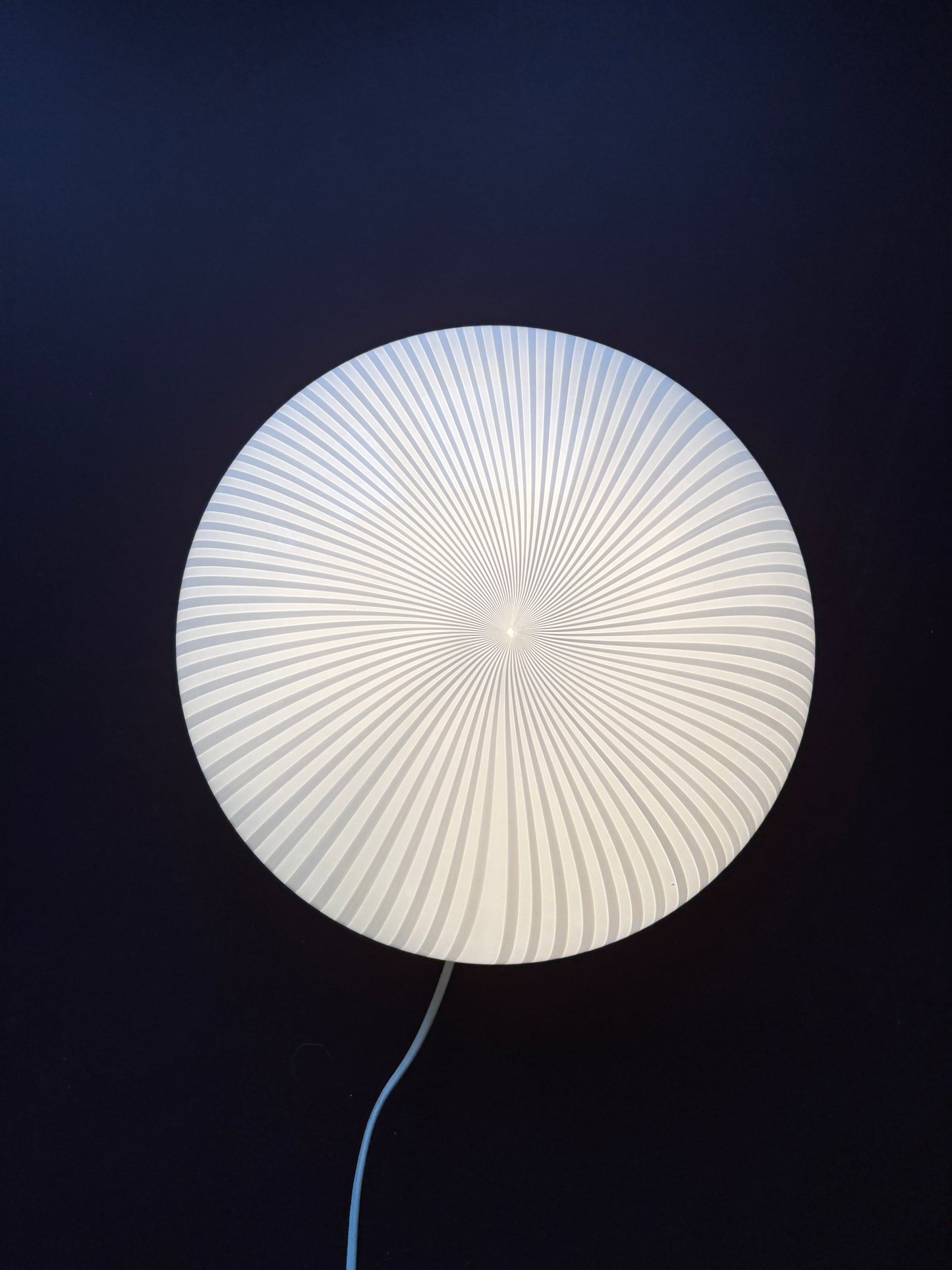 Vintage Murano plafond med hvide vertikale striber 28 cm