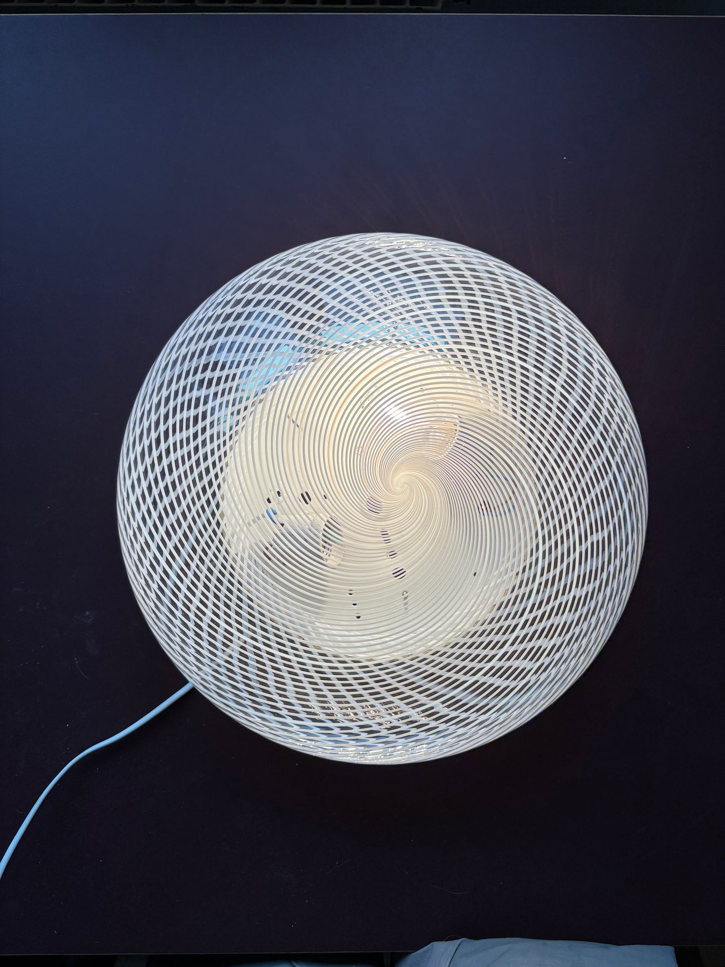 Vintage Murano plafond med hvidt transperant swirl 40 cm