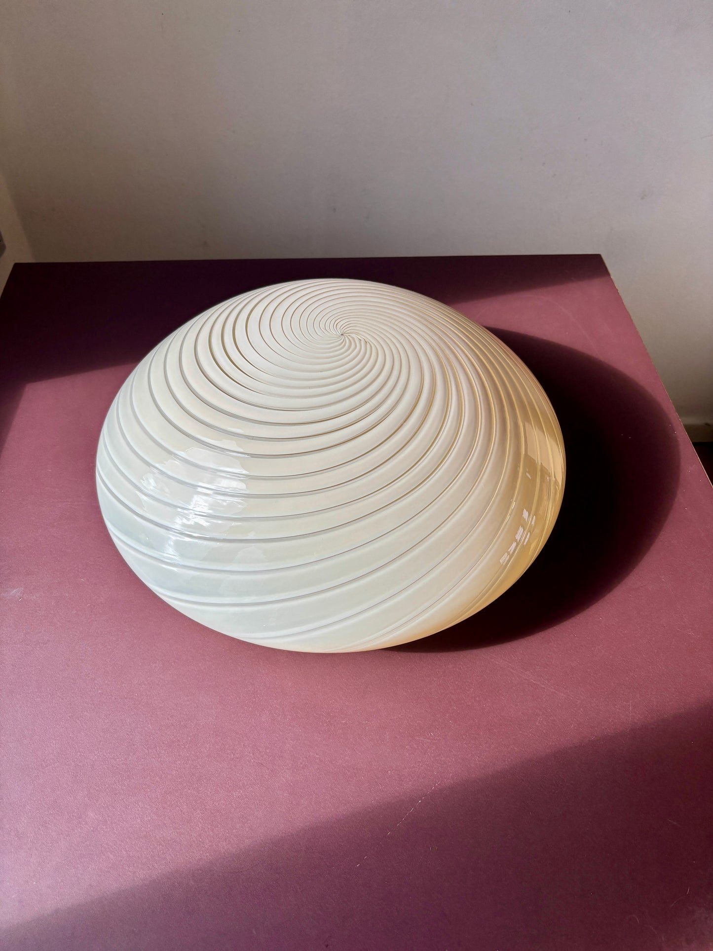 Vintage Murano plafond med cremegult swirl 43 cm