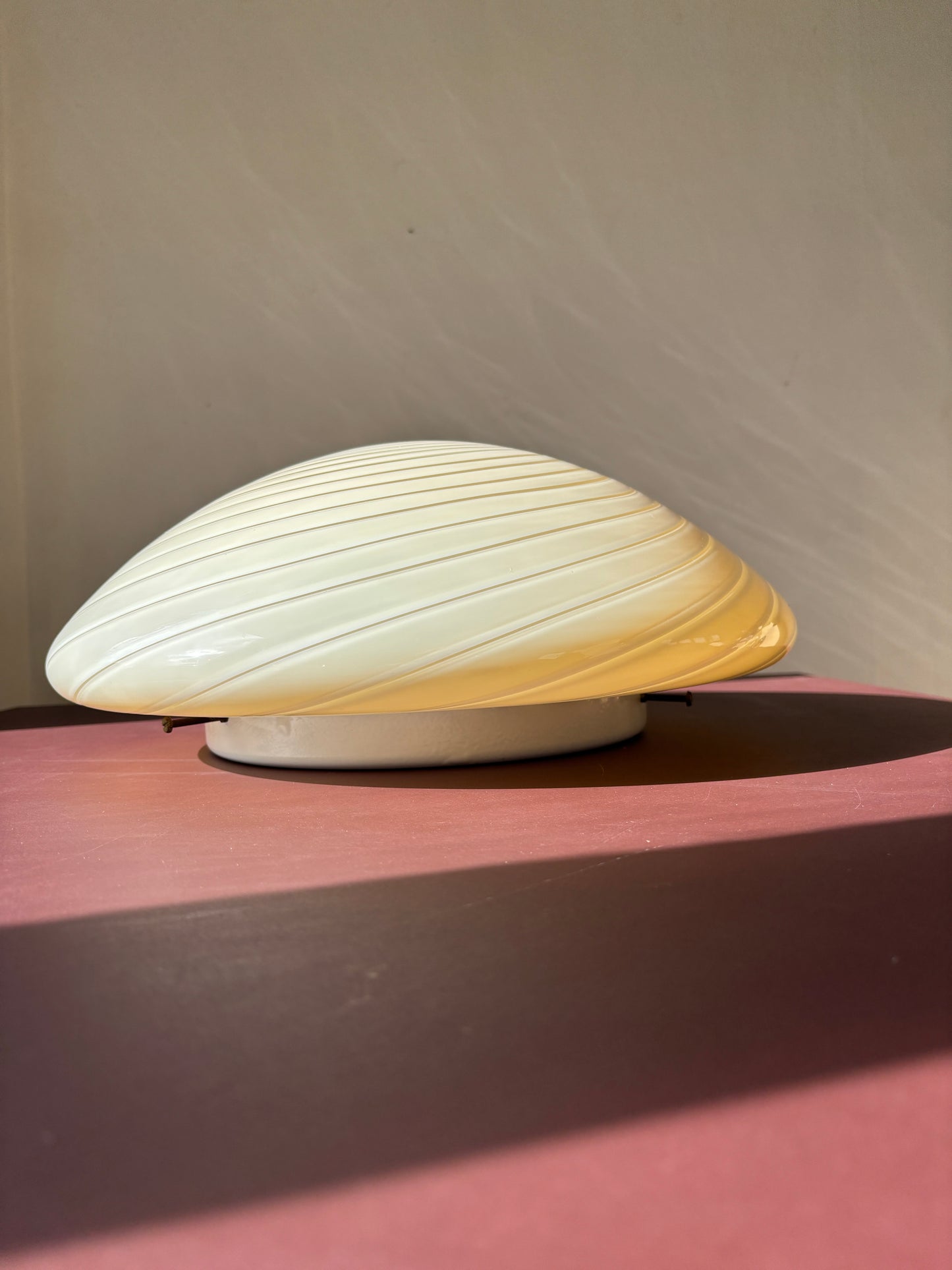 Vintage Murano plafond med cremegult swirl 43 cm