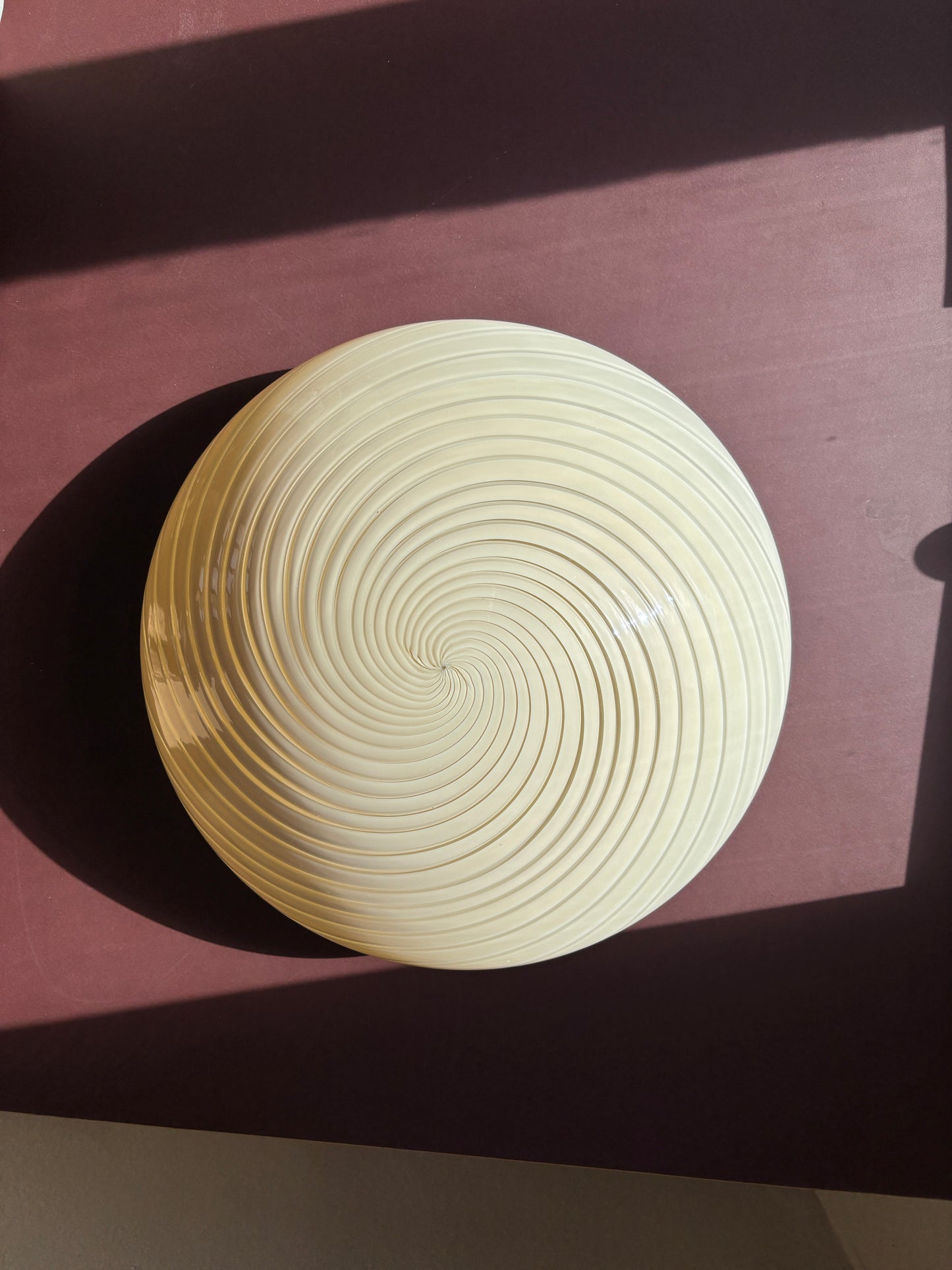 Vintage Murano plafond med cremegult swirl 43 cm