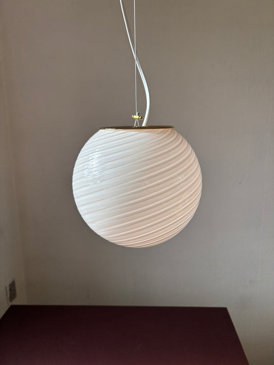 Vintage Murano pendel i lyserødt swirl 20 cm