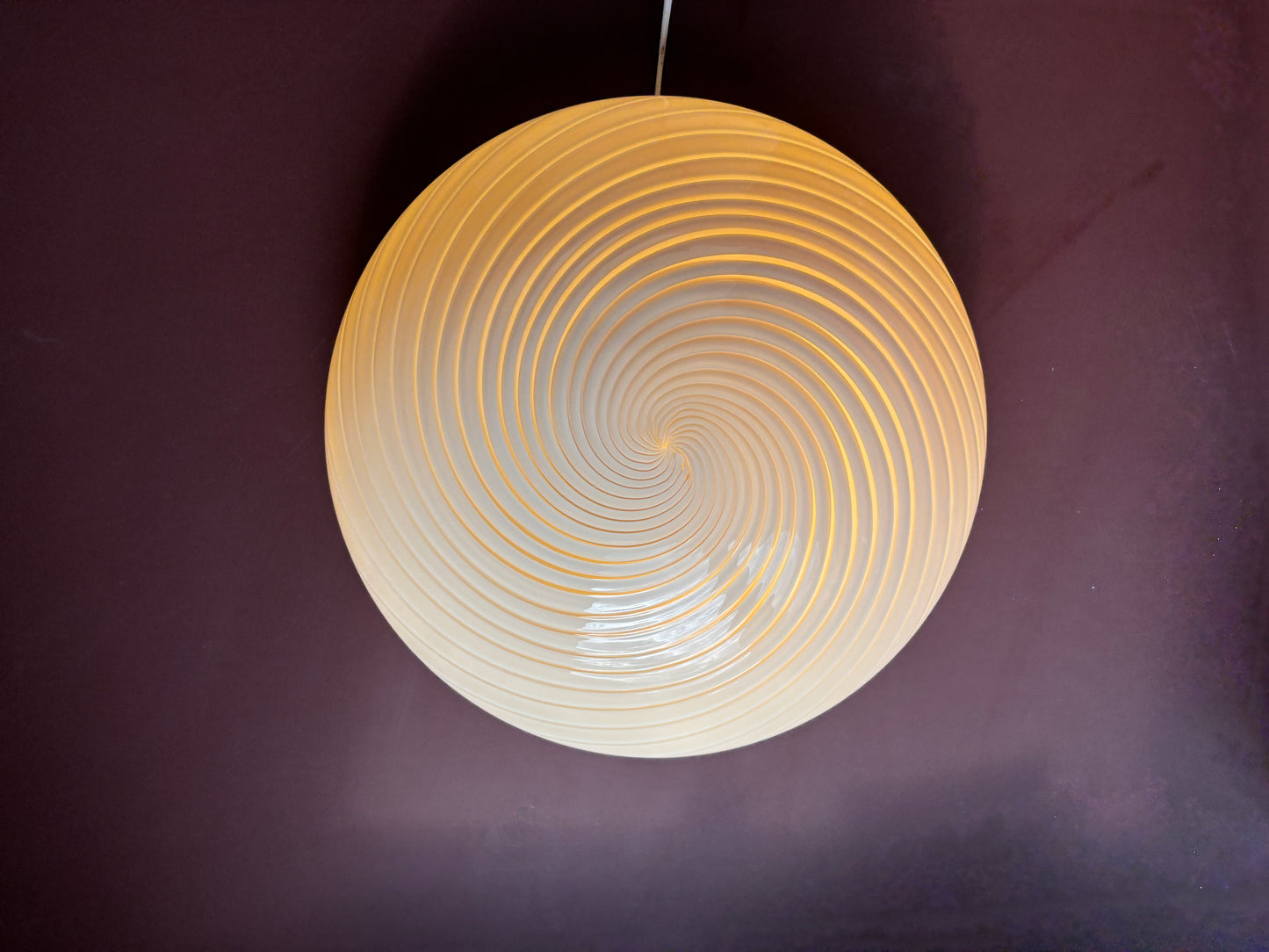 Vintage Murano plafond med cremegult swirl 43 cm