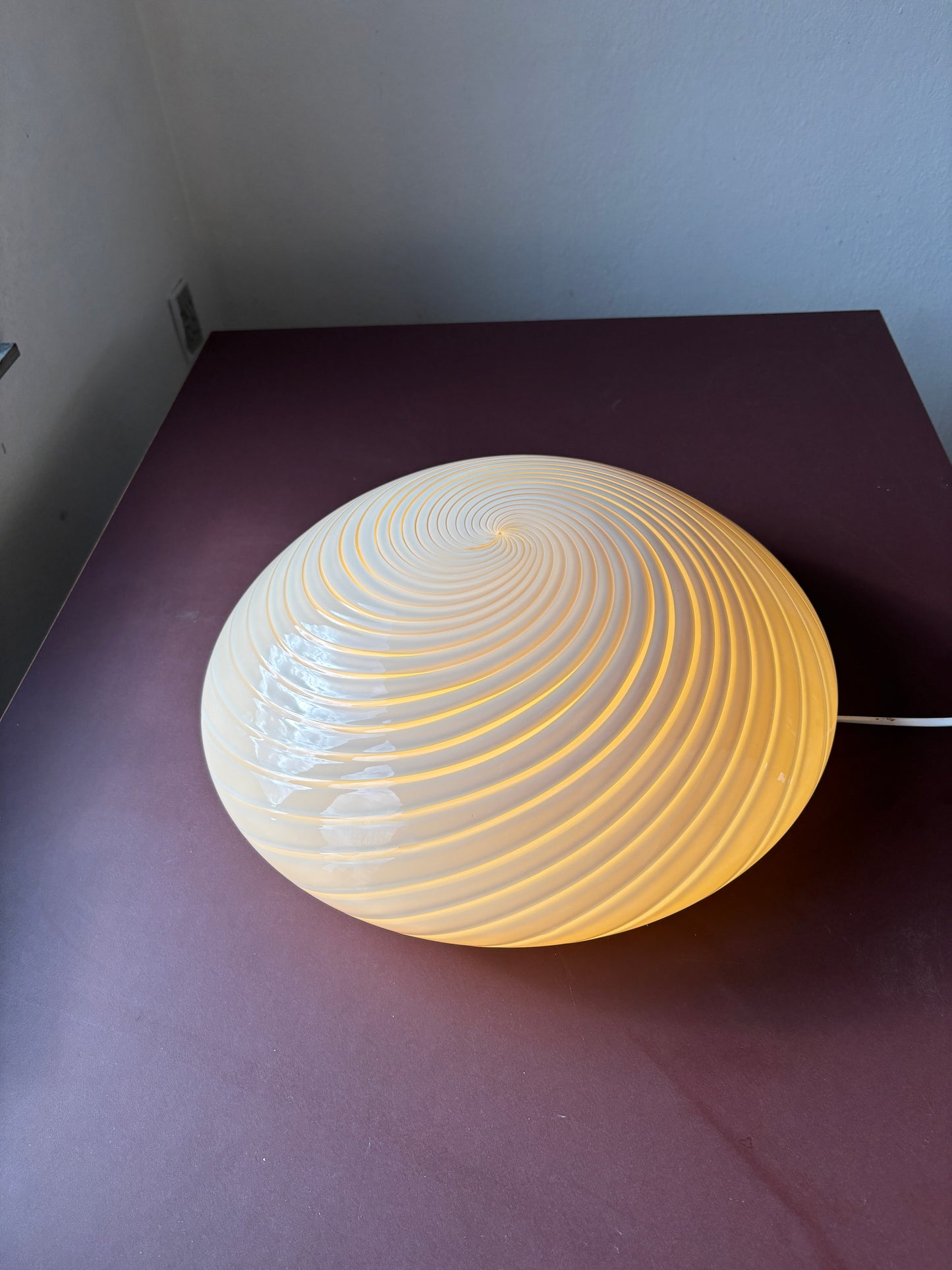 Vintage Murano plafond med cremegult swirl 43 cm