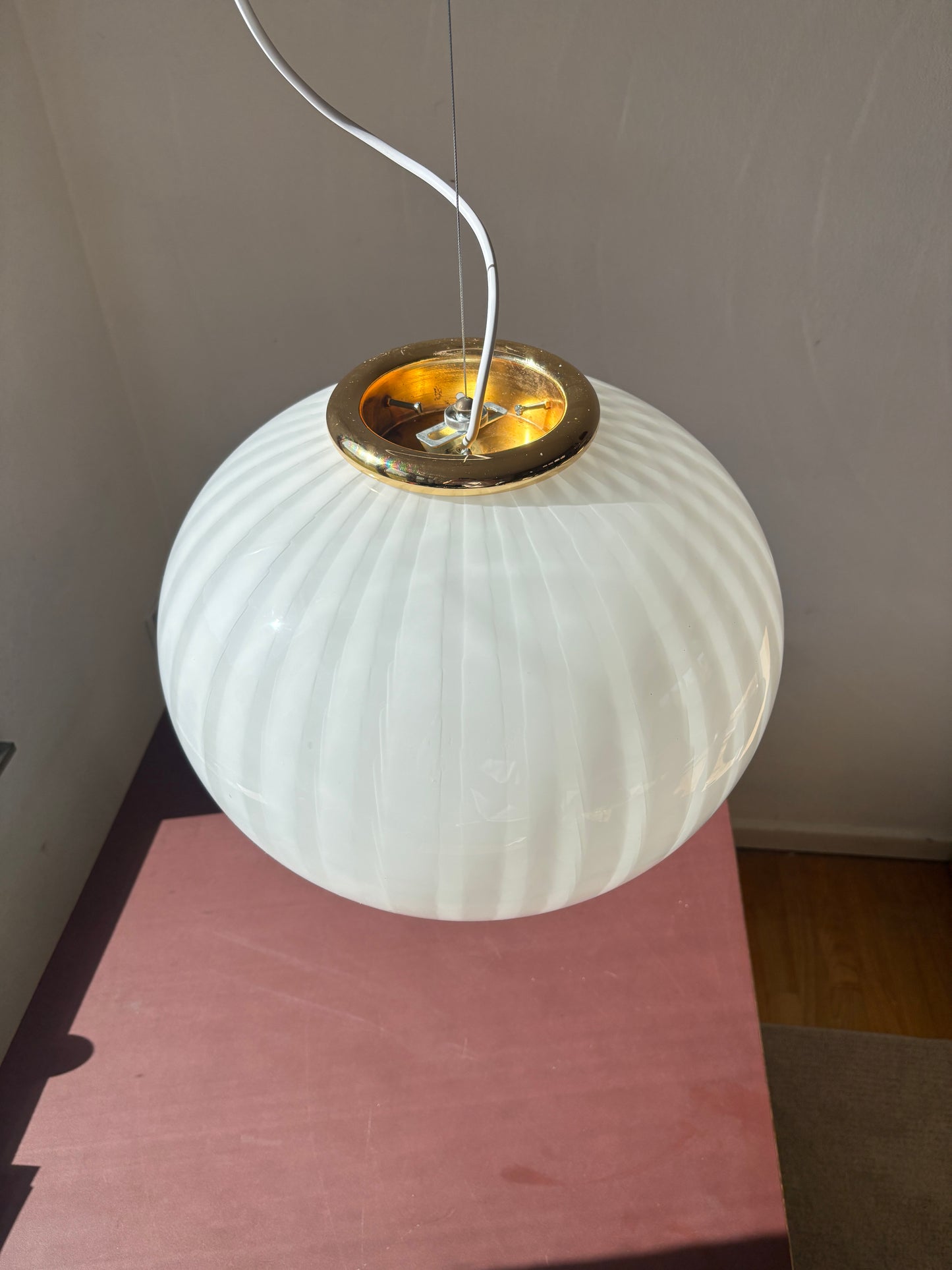 Vintage Murano loftslampe med peacock mønster 43 cm