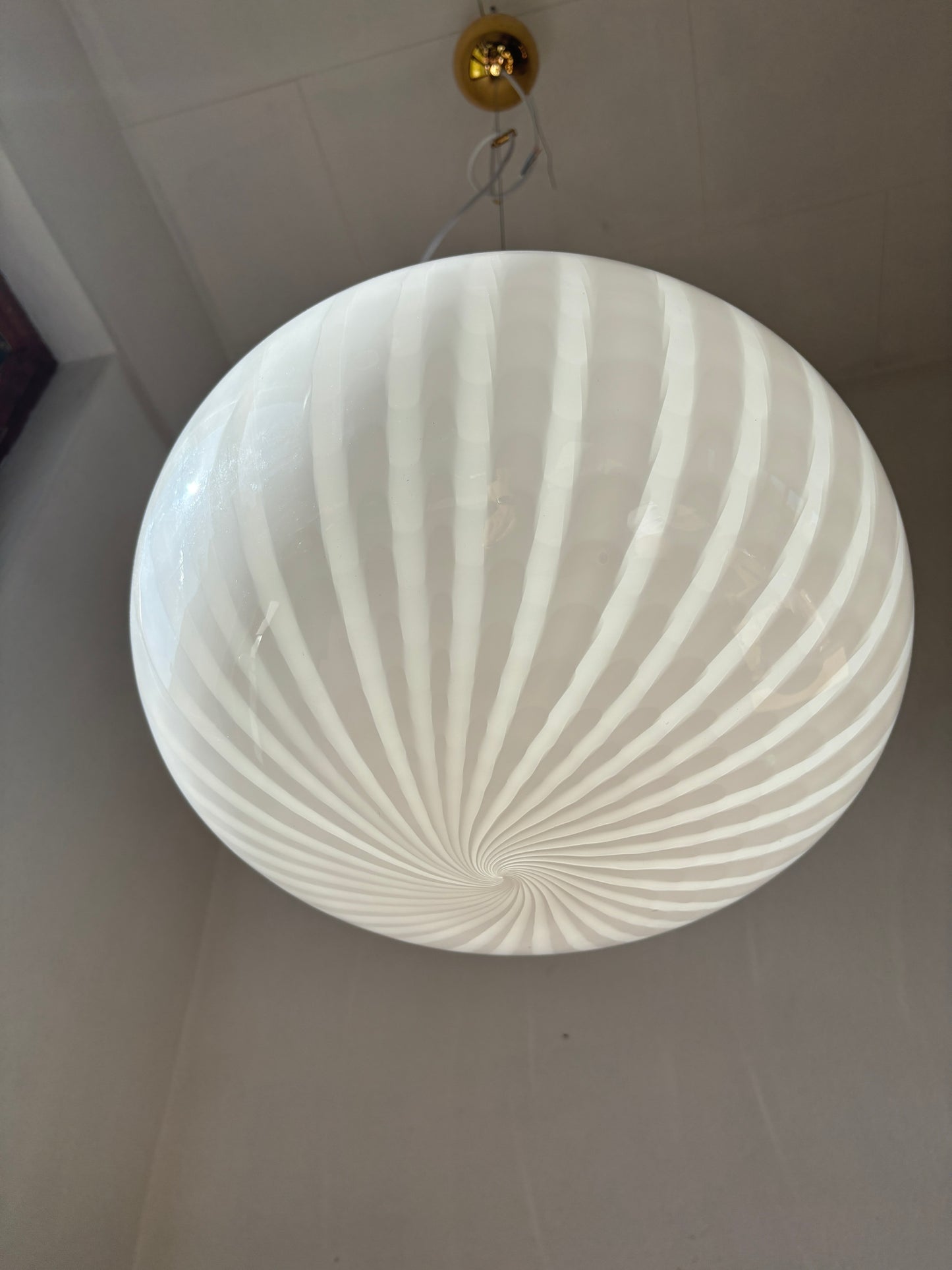 Vintage Murano loftslampe med peacock mønster 43 cm