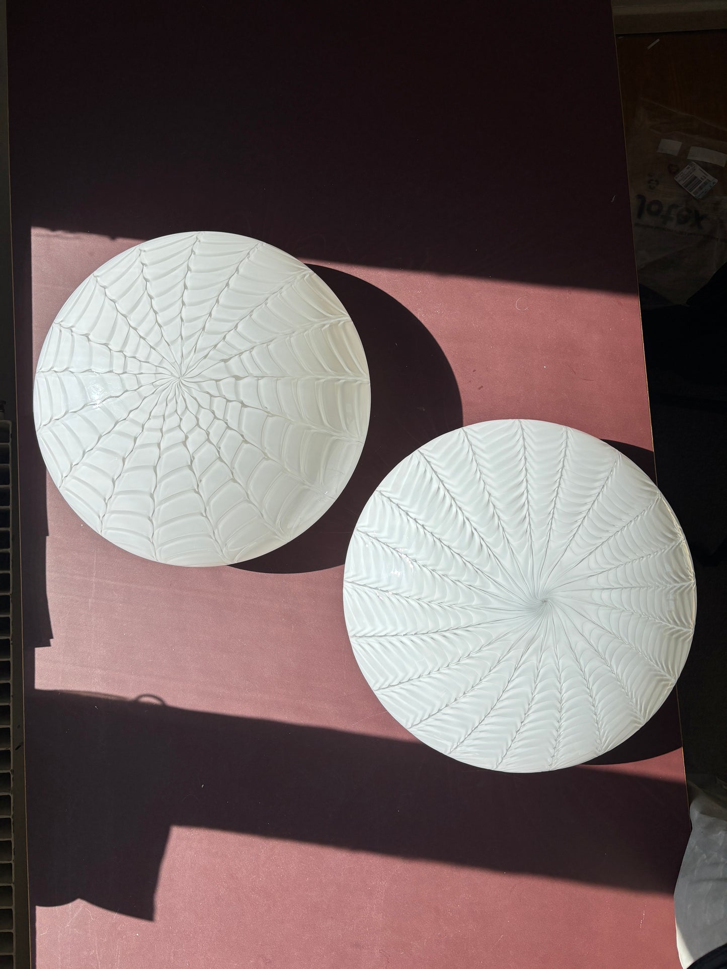 Vintage Murano plafond hvidt peacock mønster 38 cm
