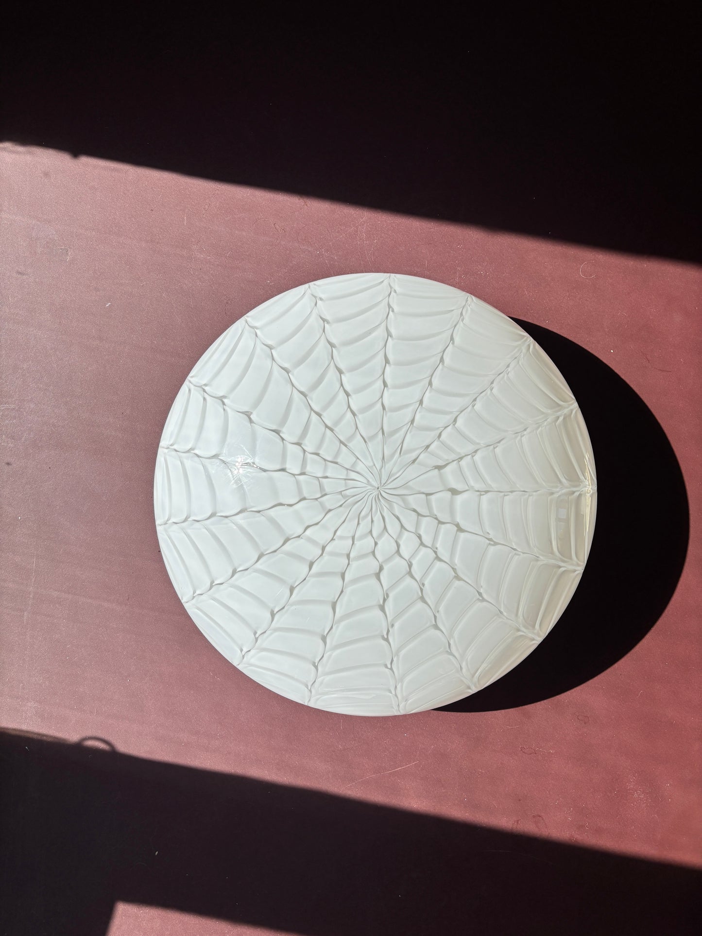 Vintage Murano plafond hvidt peacock mønster 38 cm