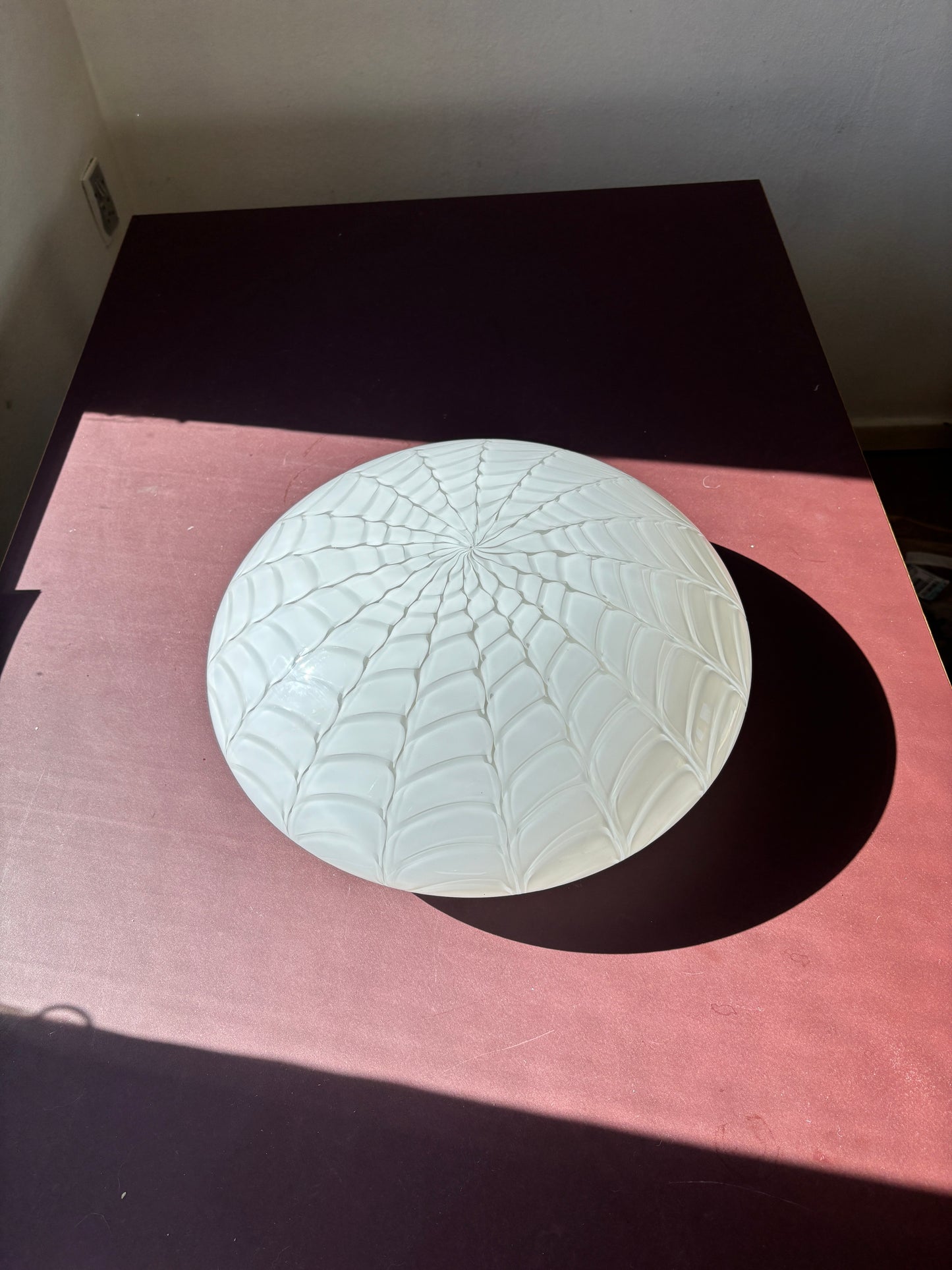 Vintage Murano plafond hvidt peacock mønster 38 cm