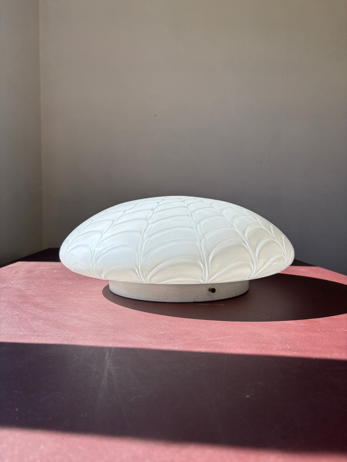 Vintage Murano plafond hvidt peacock mønster 38 cm