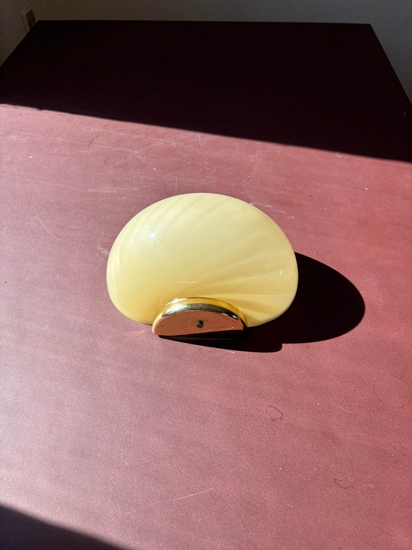 Sjælden vintage Murano muslinge væglampe i gult swirl