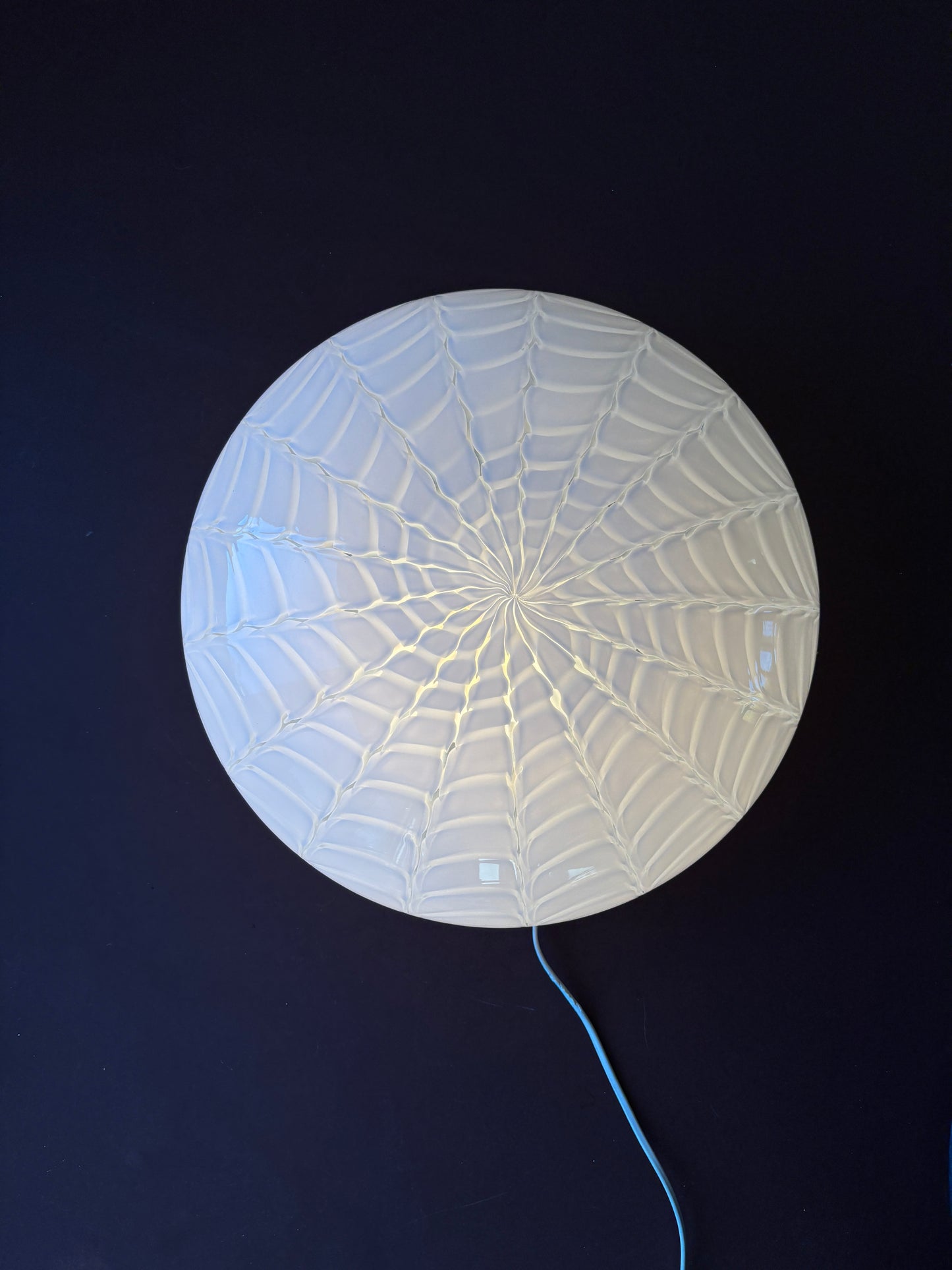 Vintage Murano plafond hvidt peacock mønster 38 cm
