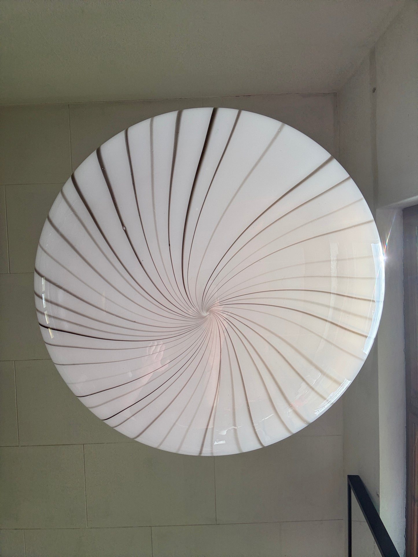 Vintage Murano pendel oval med brune striber 40 cm