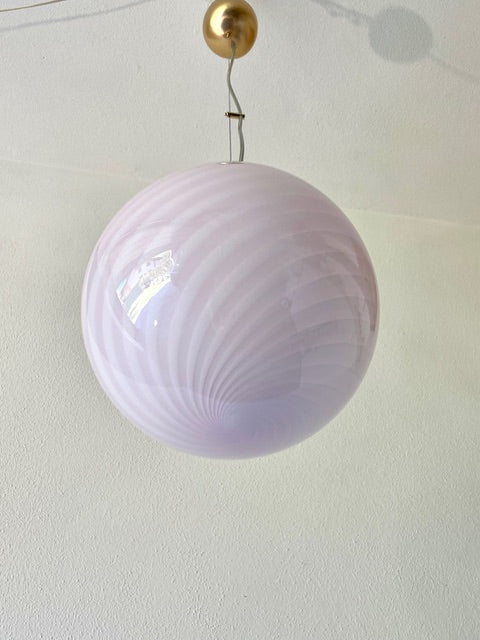 Lyserød Murano loftslampe i swirl 40 cm