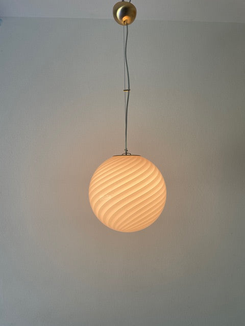 Lyserød Murano loftslampe i swirl 40 cm