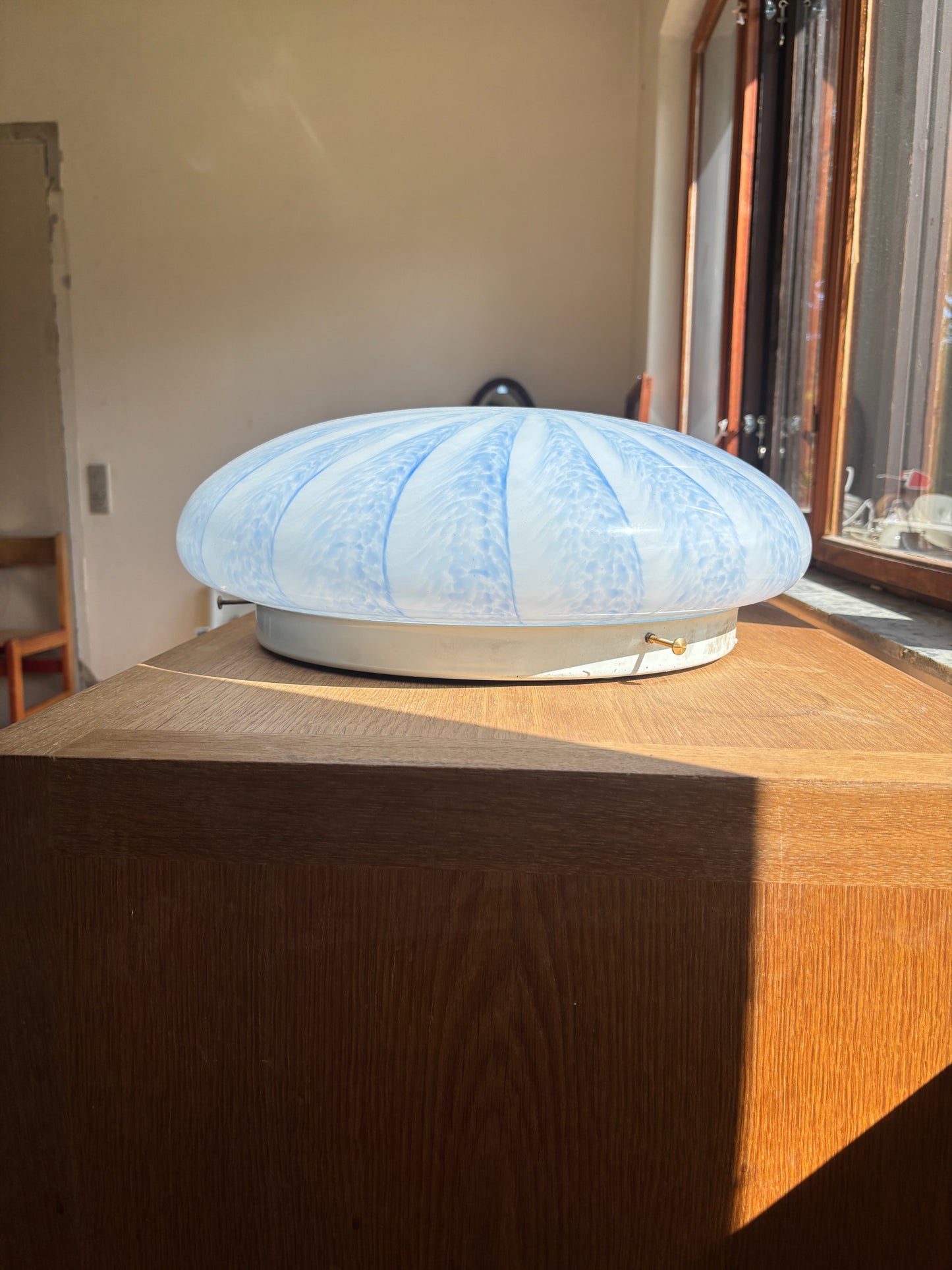 Vintage Murano plafond i et blåt tulipan mønster 45 cm