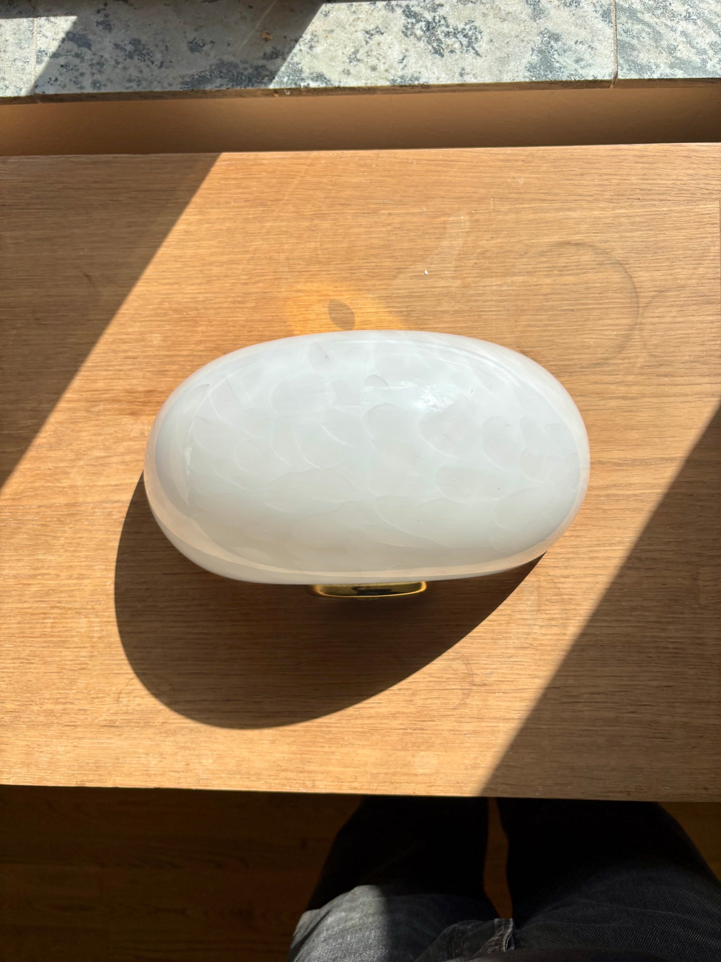 Kæmpe vintage Murano muslinge væglampe i hvid med hvid perlemor