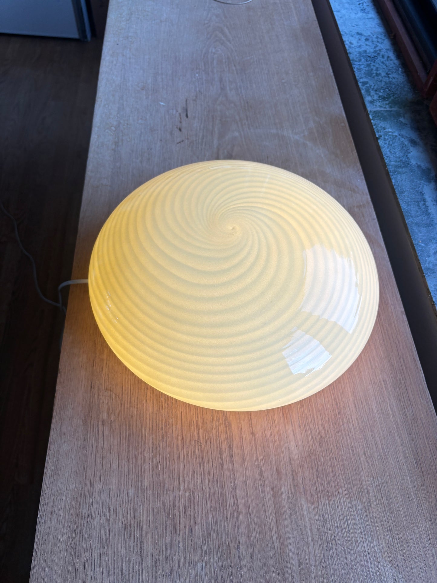 Vintage gul Murano plafond i swirl 36 cm