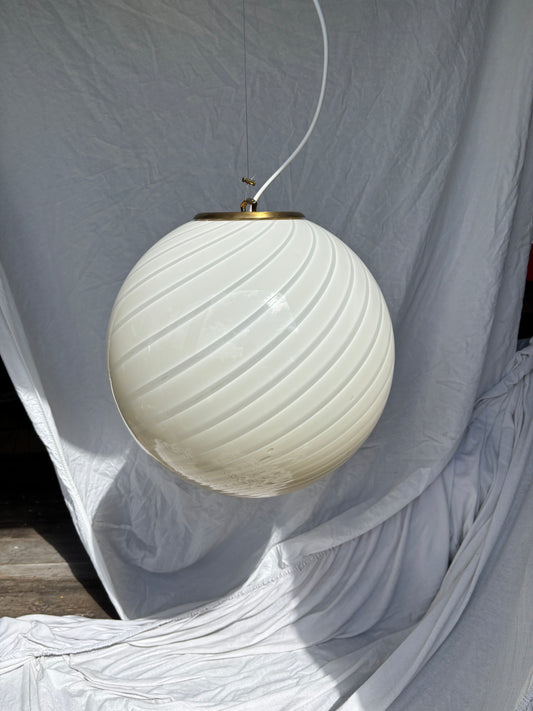 Vintage Murano pendel i cremegult swirl 40 cm