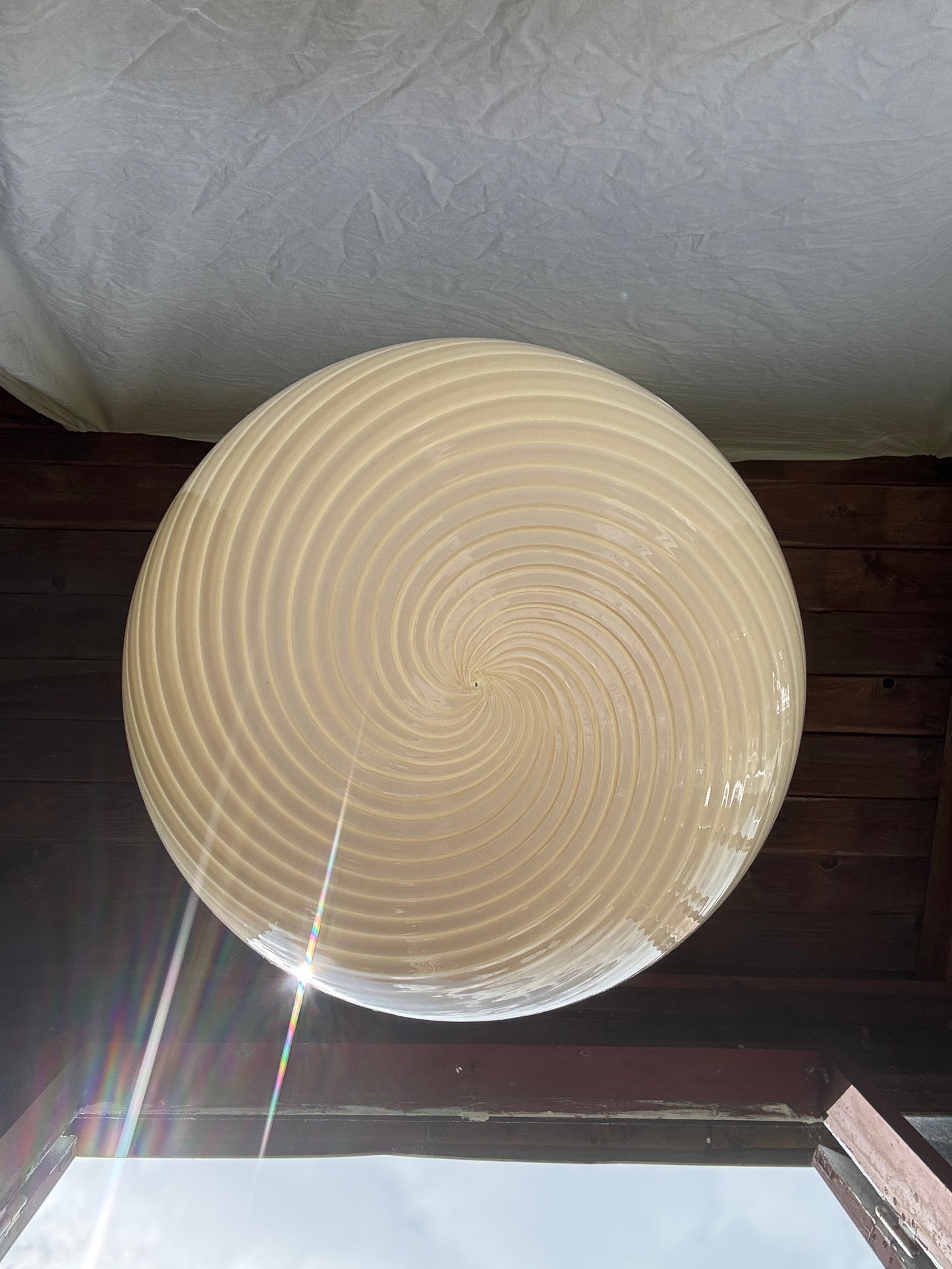 Vintage Murano pendel i cremegult swirl 40 cm