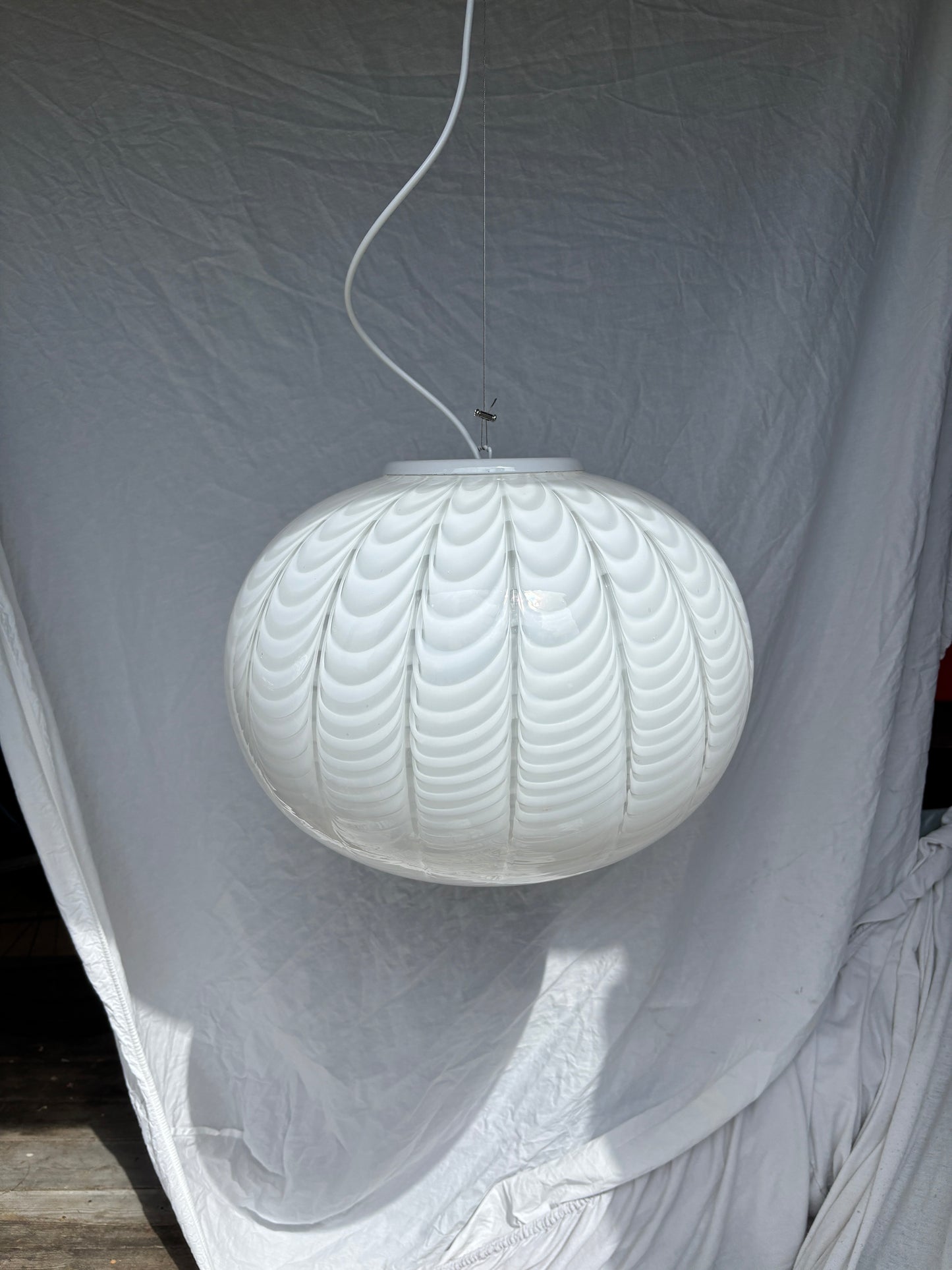 Vintage Murano loftslampe med peacock mønster 43 cm