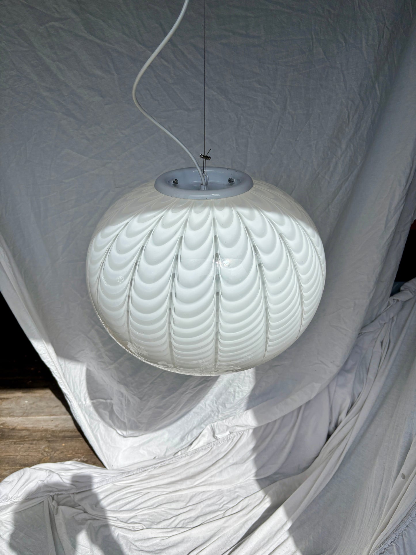 Vintage Murano loftslampe med peacock mønster 43 cm