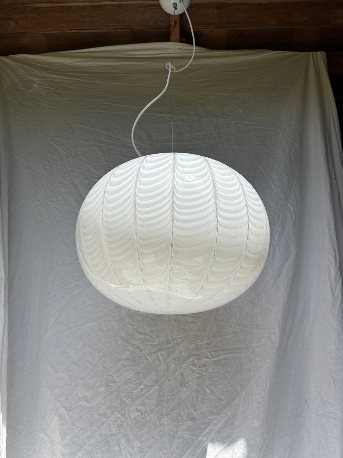 Vintage Murano loftslampe med peacock mønster 43 cm