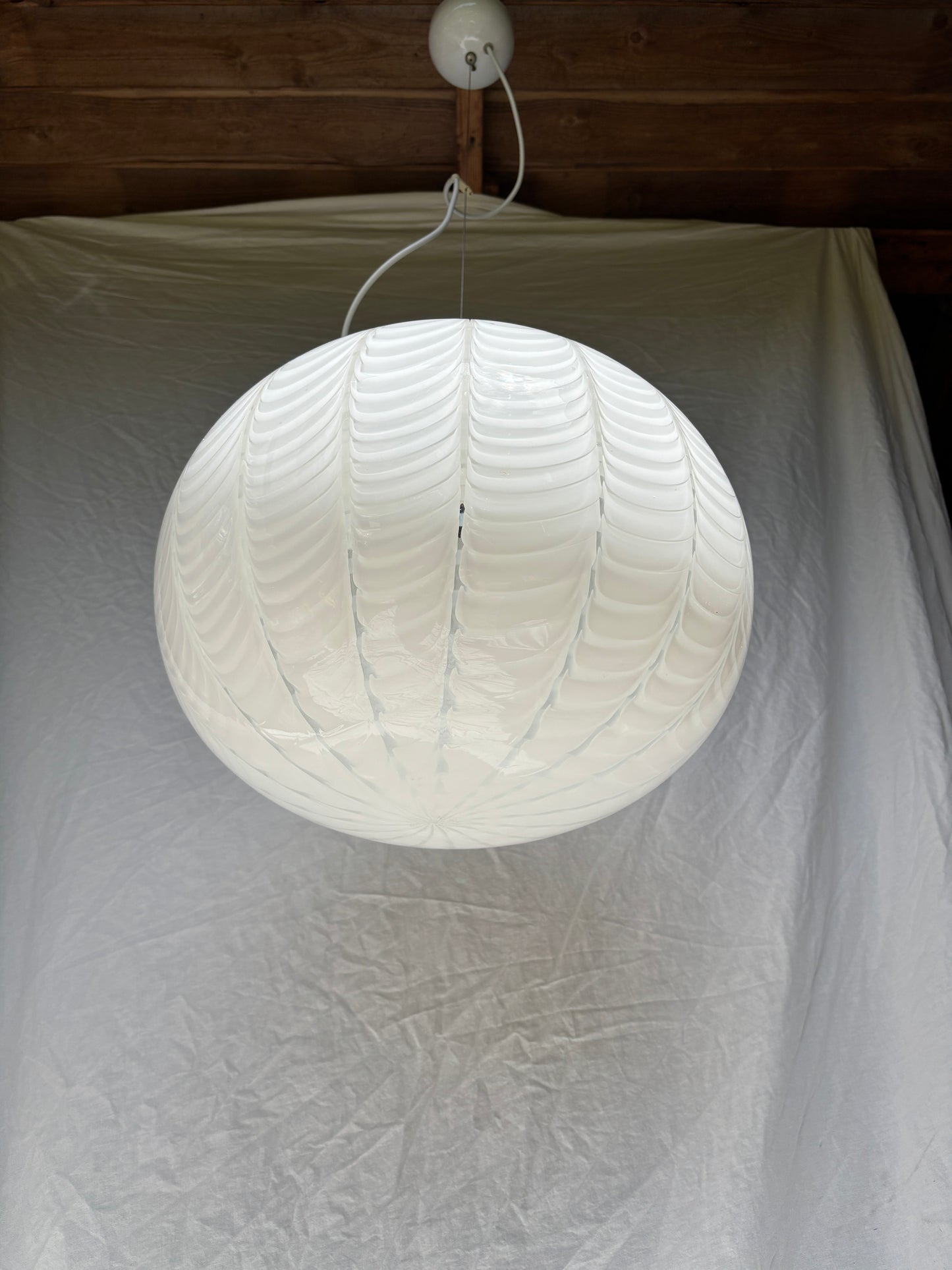 Vintage Murano loftslampe med peacock mønster 43 cm