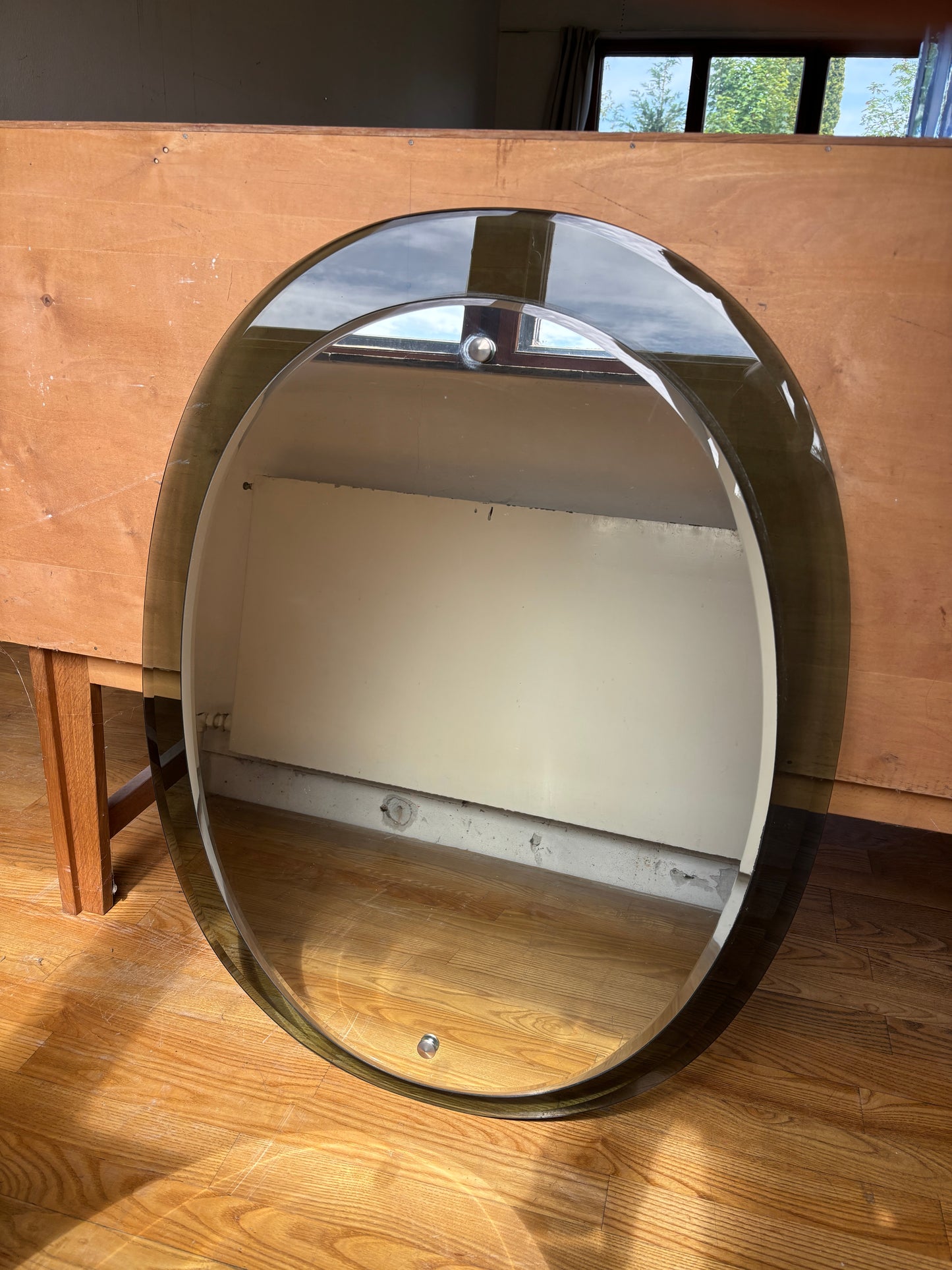 Vintage Italiensk spejl med mørkt transperent glasramme